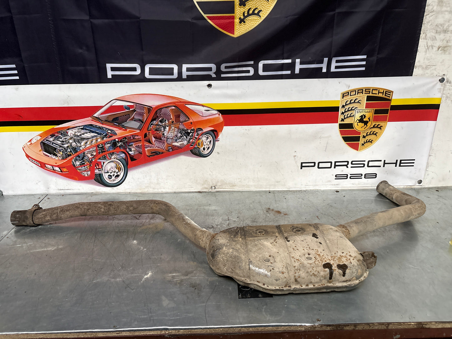 Porsche 928 Right side silencer, used 92811109301