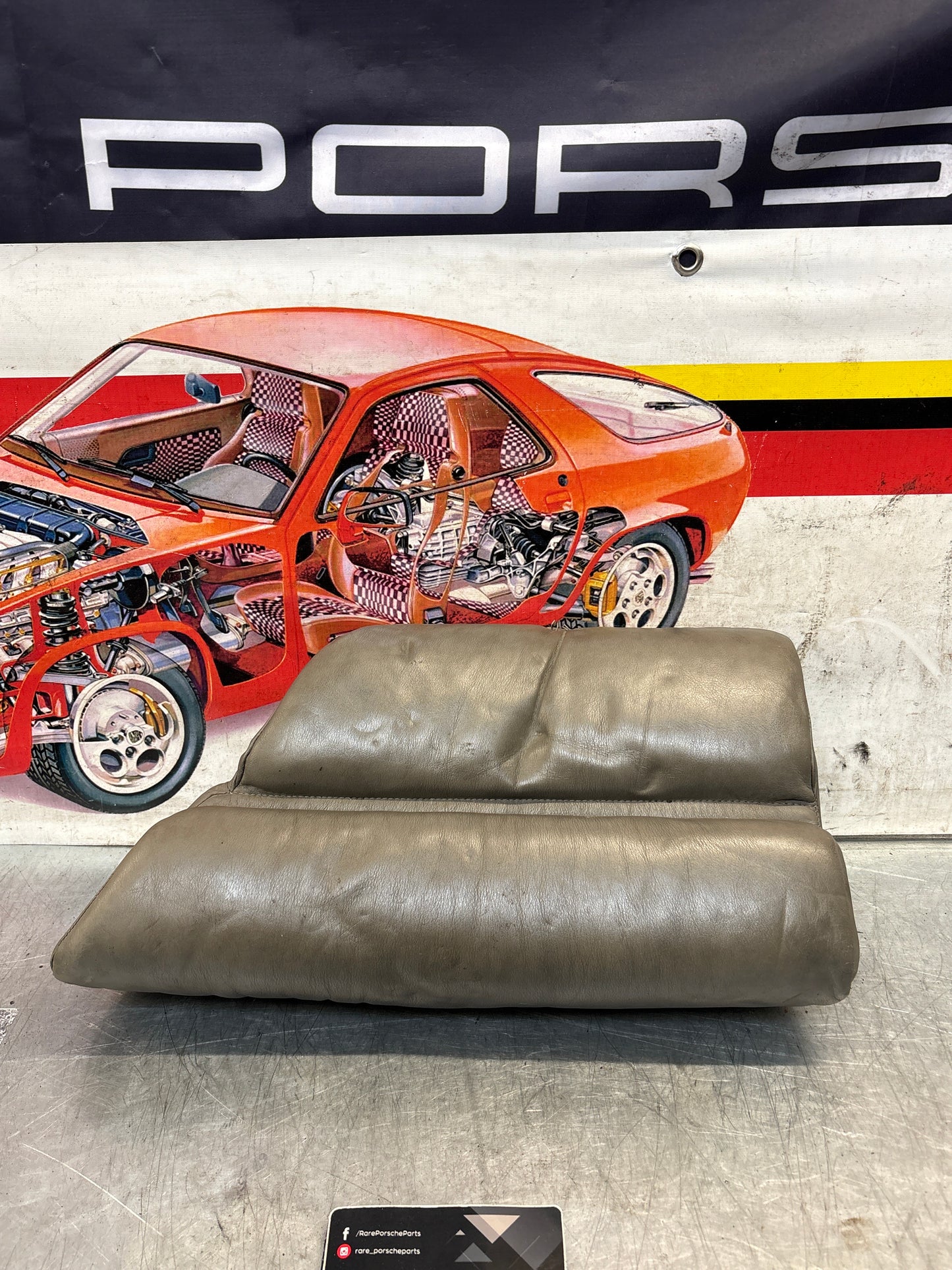 Porsche 928 rear right seat cushion, grey, leather, used 92852206051