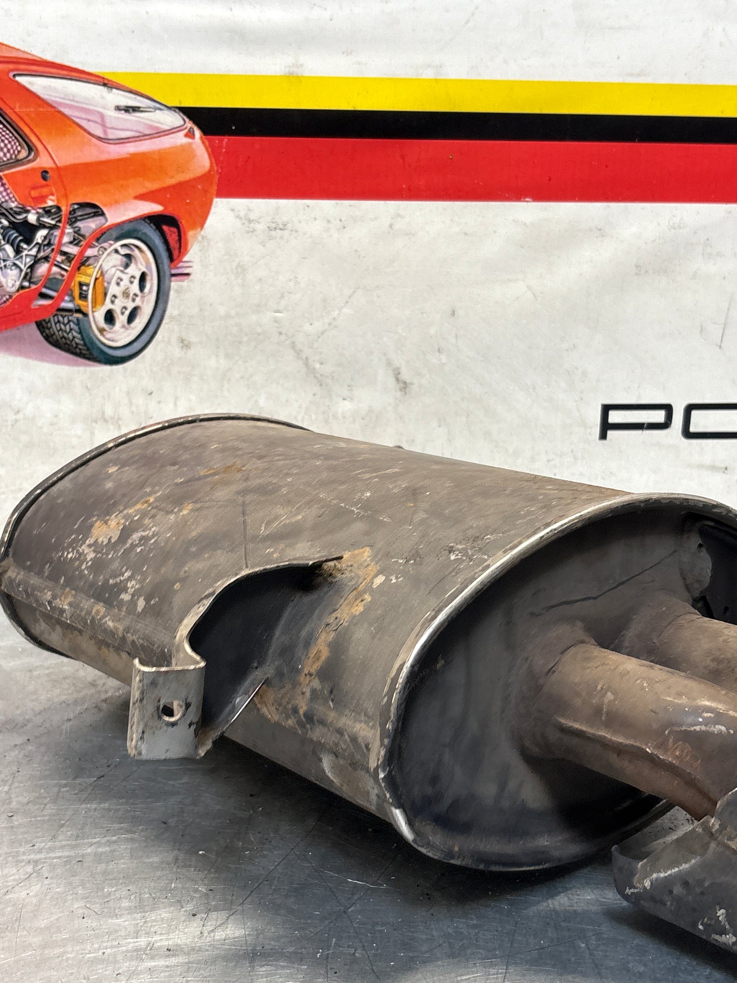 Porsche 928 rear exhaust box, used 92811109701