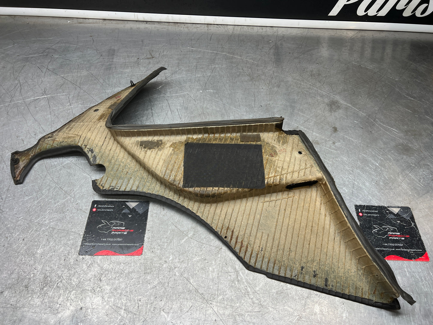 Porsche 944 black rear interior C Post trim card right side. Quarter panel trim used 944555022