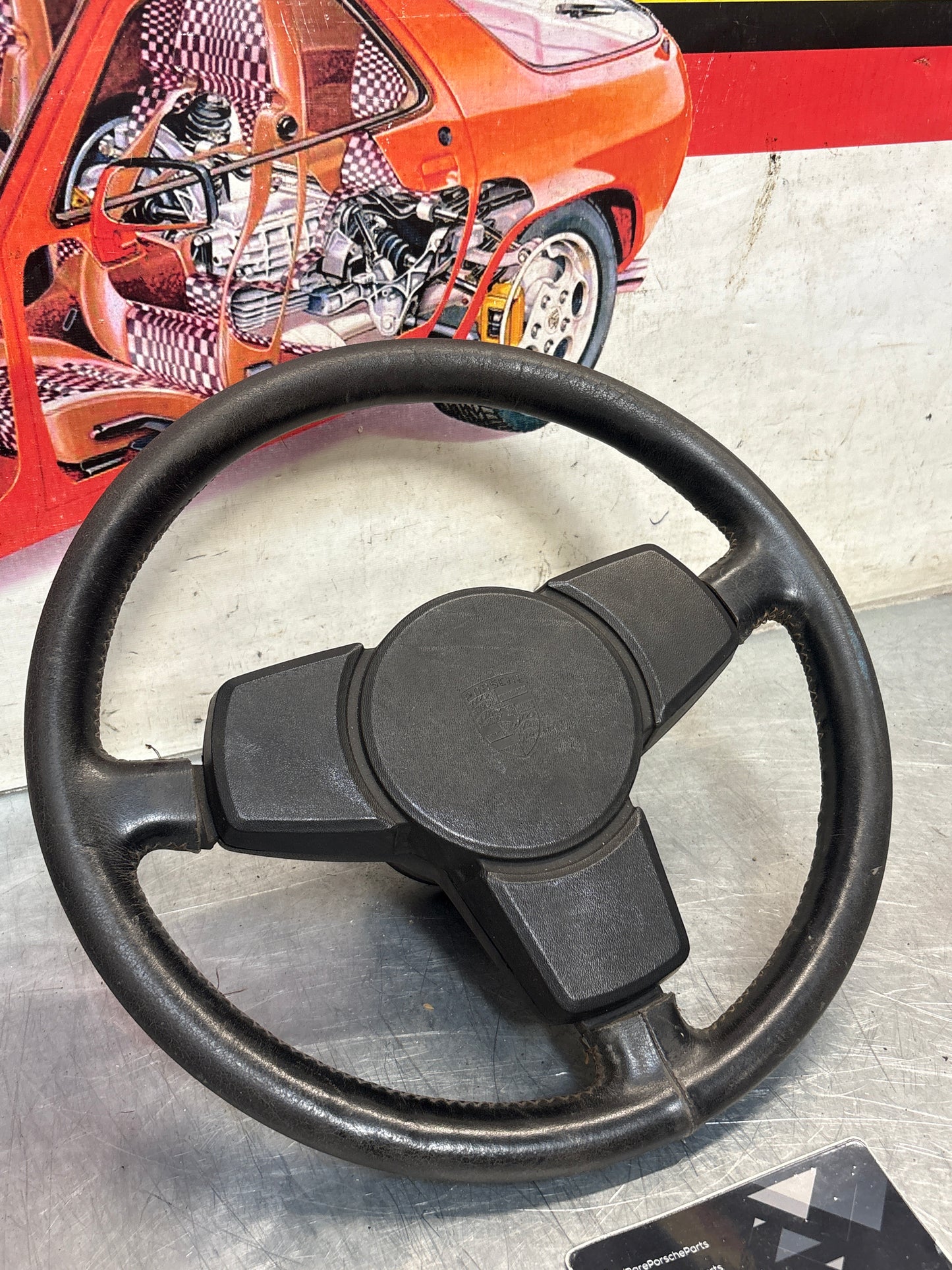 Porsche 924/944 3 Spoke Steering Wheel, black, used
