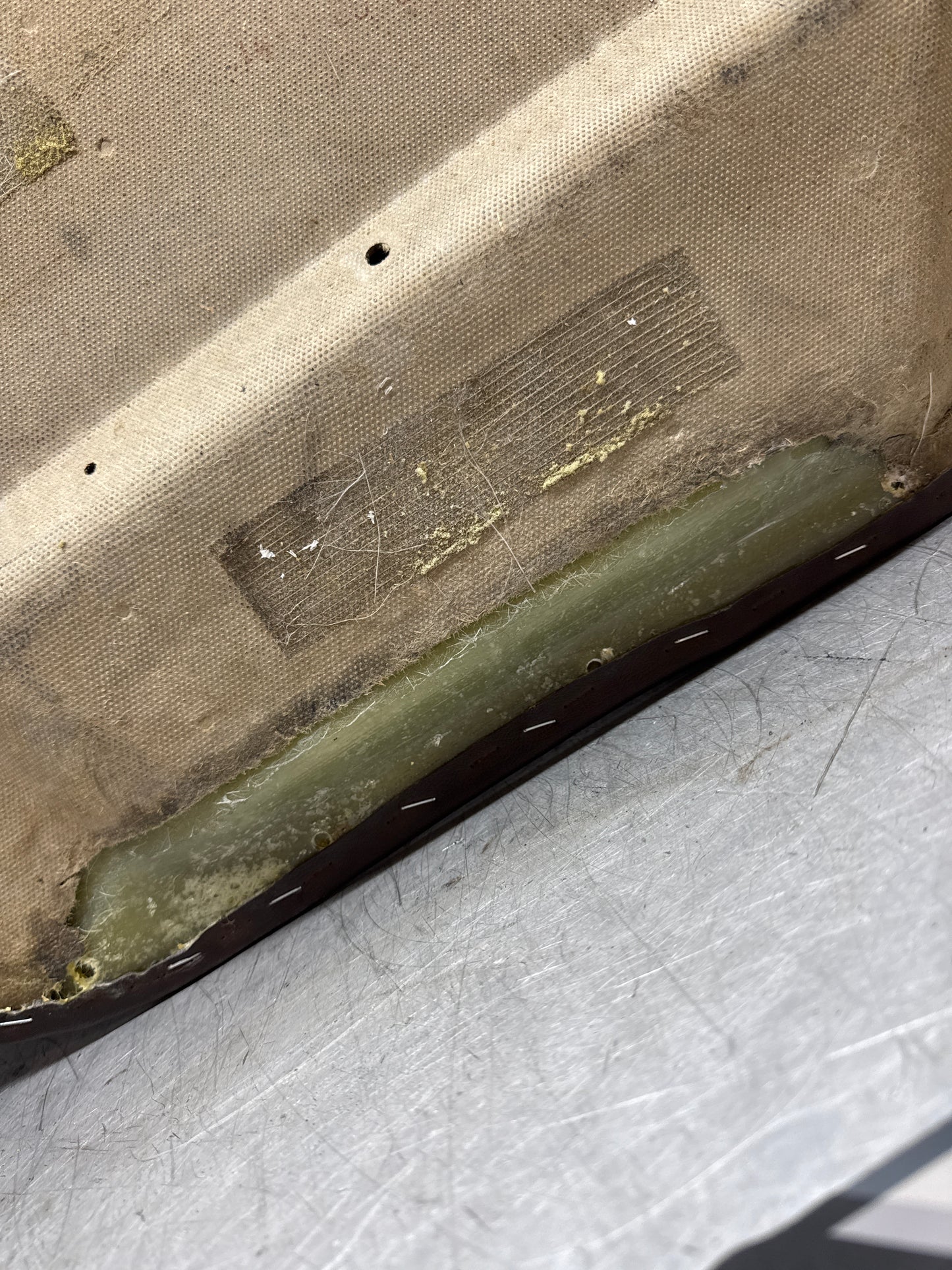 Porsche 924 / Early 944 brown RHD Drivers door card. Fibreglass repaired. 478867011