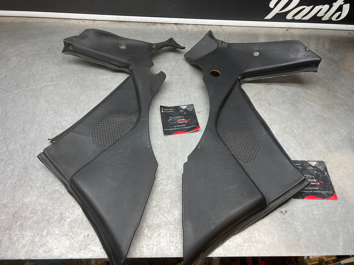Porsche 944 black rear interior C Post trims/cards. Quarter panel trim used 944555021 944555022