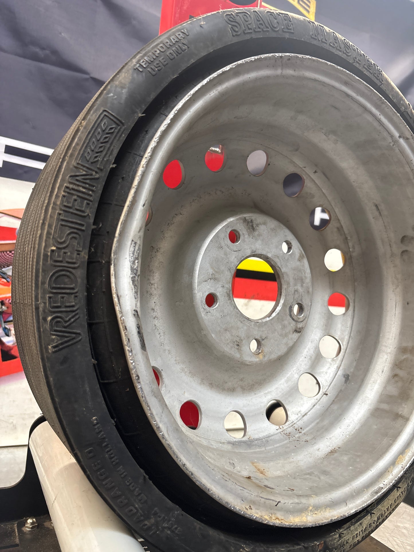 Porsche 944 Turbo alloy spare wheel with space saver tyre, used 95136213100