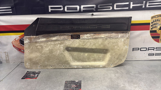 Porsche 924 / 944 early right manual Used door card, black, 477867012 no fabric!, Porsche scripted