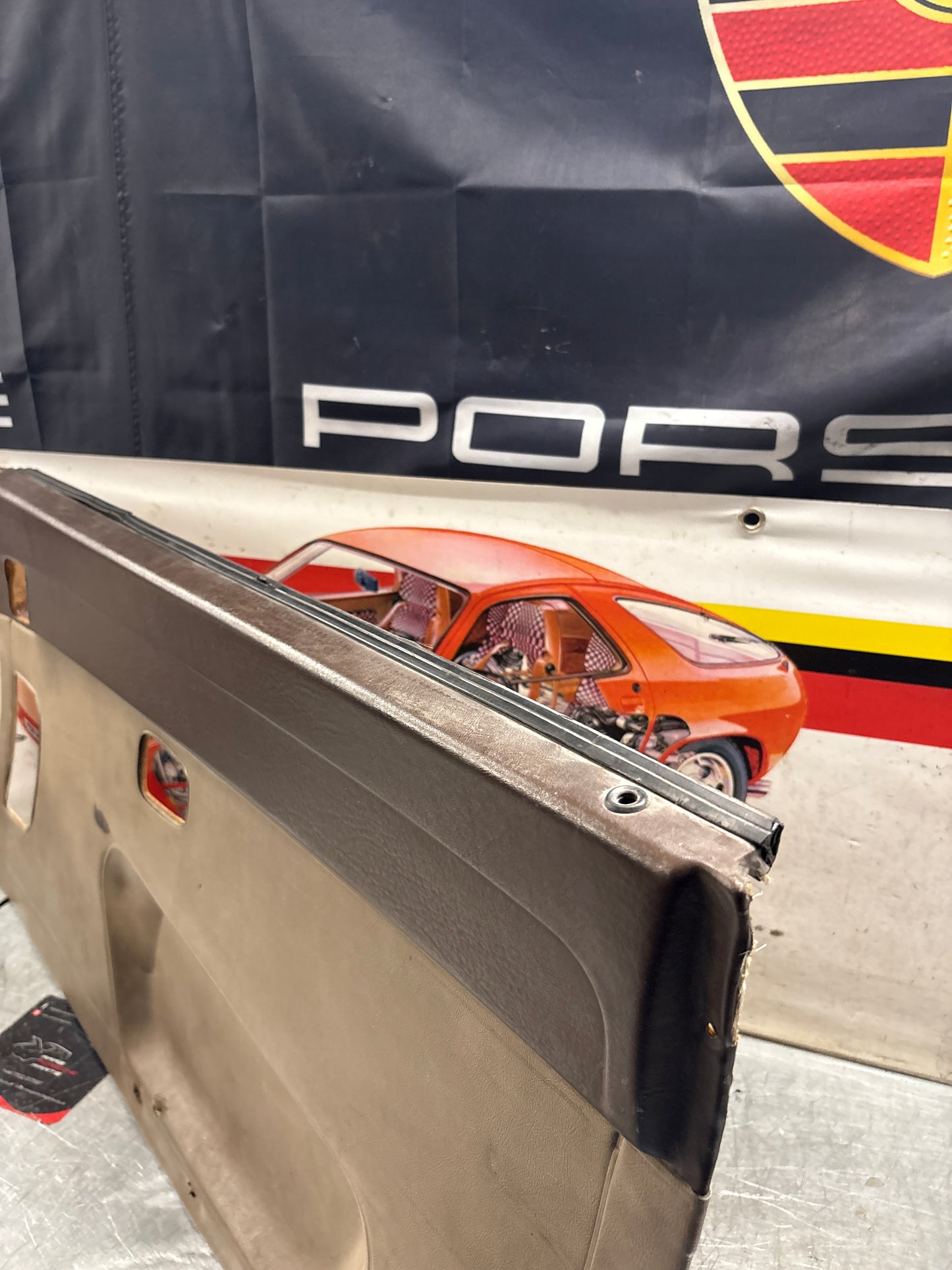 Porsche 924 brown/beige electric window door card, right, off side 477867012 used