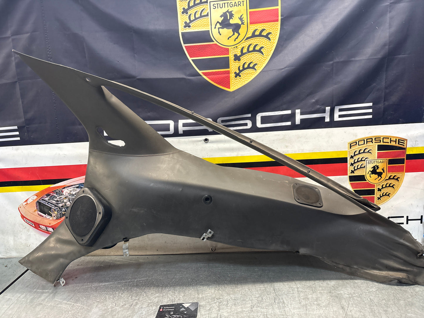 Porsche 928 right side lower side trim panel, grey used 92855502257