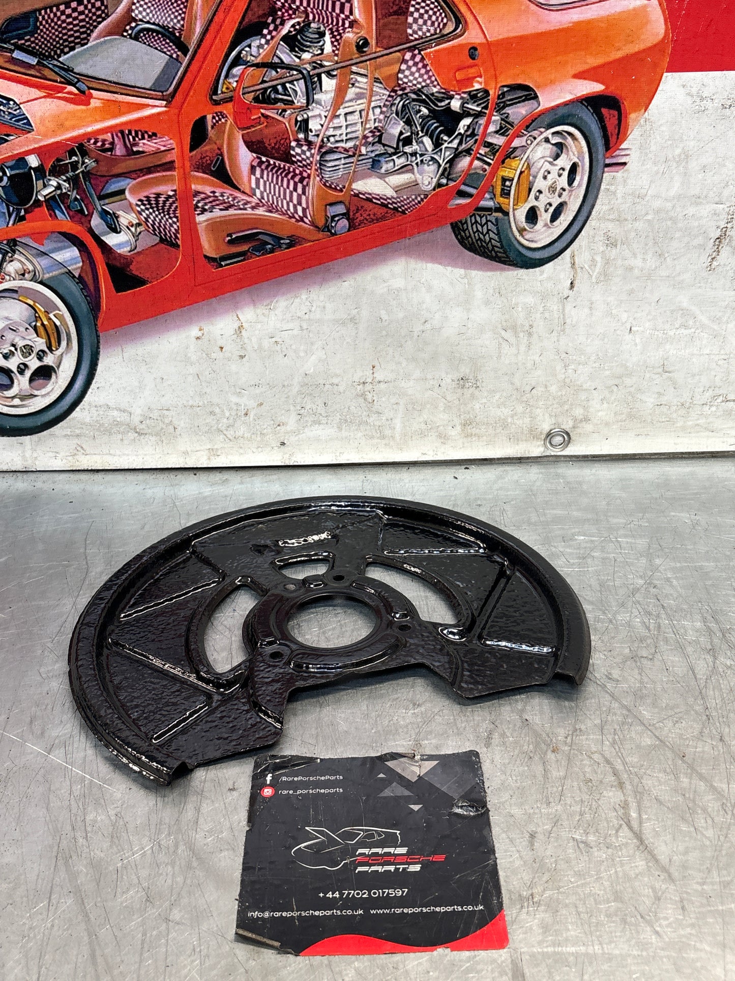 Porsche 924S 944 front disc dust backing plate, refurbished 94435180401