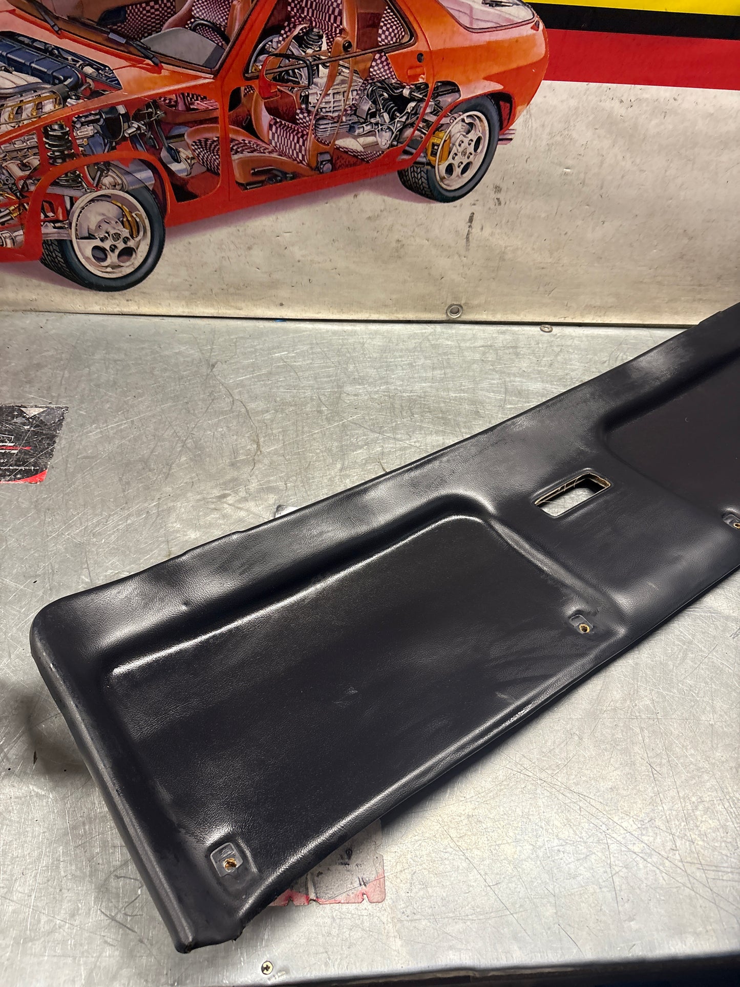 Porsche 928 sunroof mechanism cover trim, used, black 92855552702