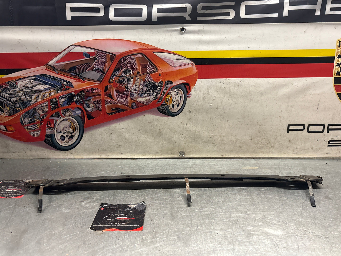 Porsche 928 S4 sunroof guide with slider, and guide shoe used 92856406140 / 92856426702 / 92856426803