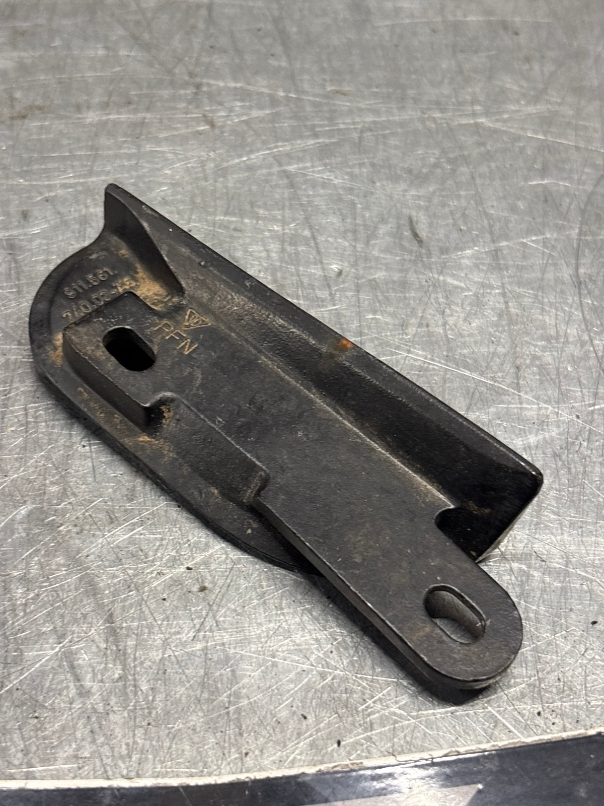Porsche 911 964 cabriolet right roof latch guide plate, used 91156174003