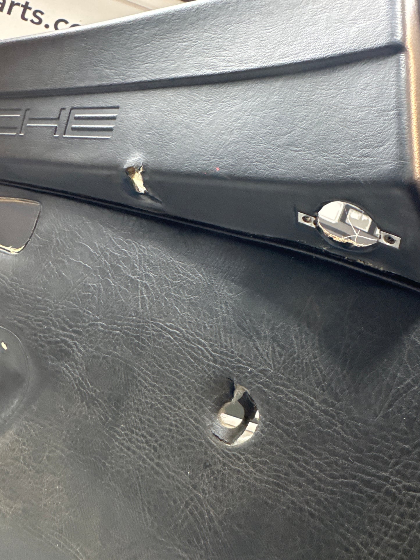 Porsche 924 Black LHD Left door card. Manual window (non electric). Fibreglass repaired. 477867012