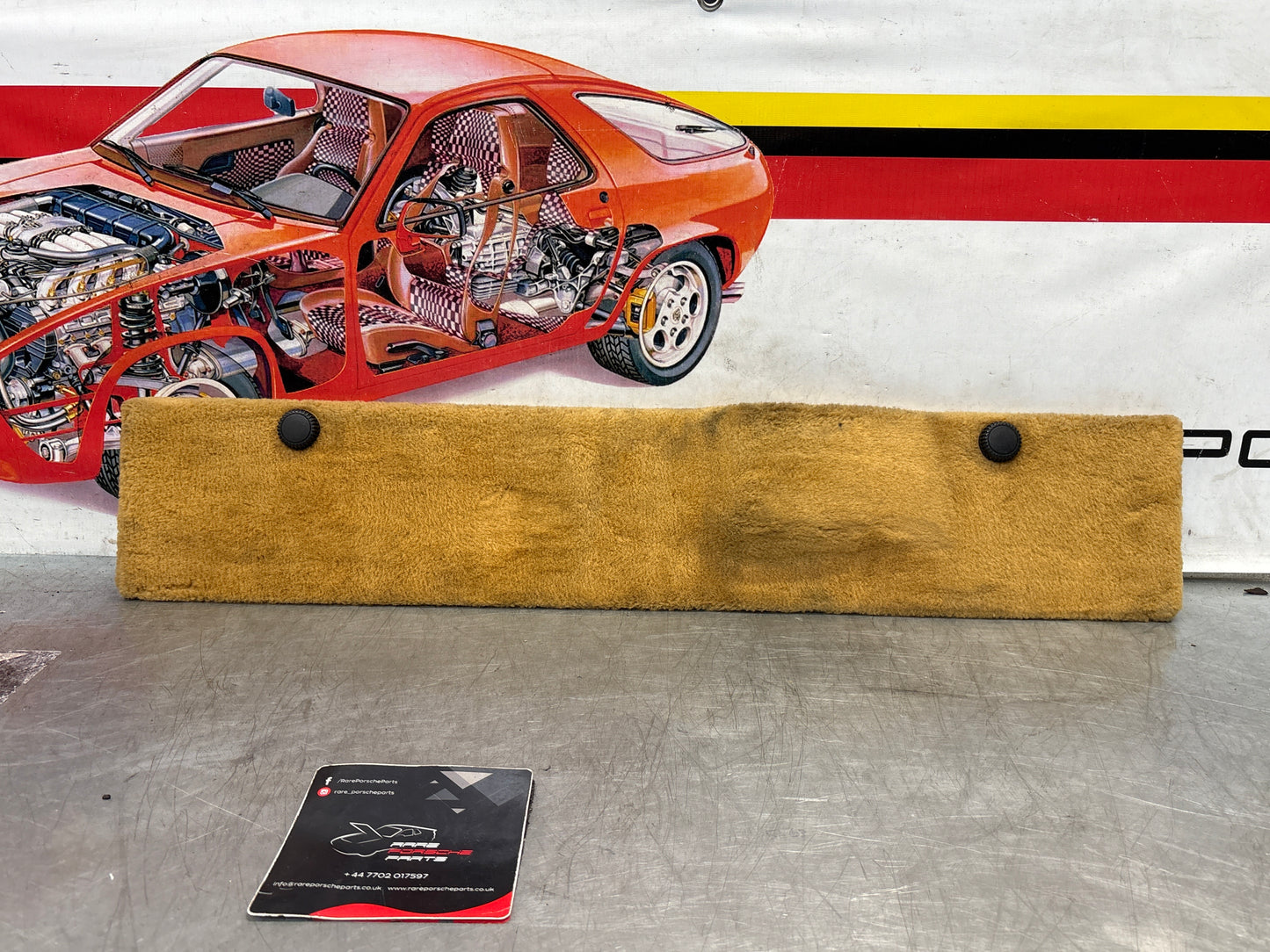 Porsche 928 beige carpeted Tool kit panel cover, used 92855118105