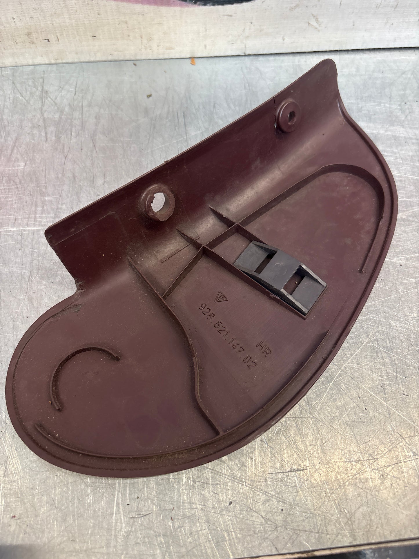 Porsche 928 seat hinge cover, burgundy, used 92852114702