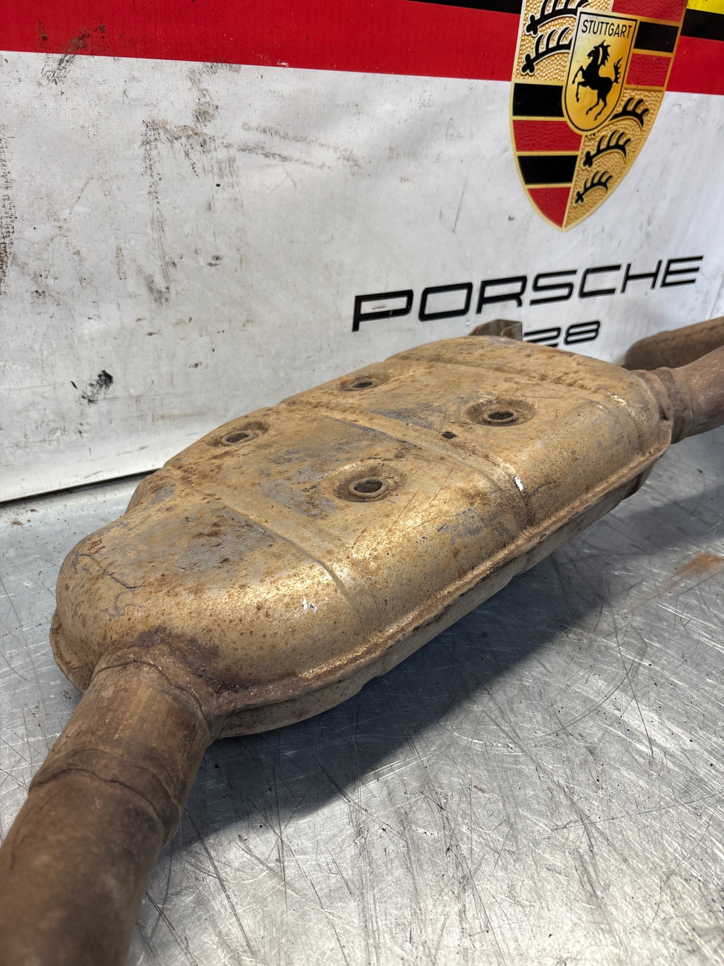 Porsche 928 Left side silencer, used 92811109304