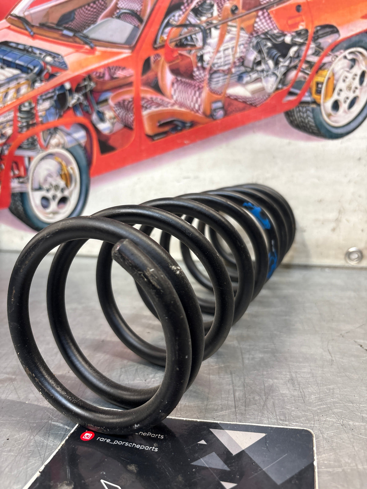 Porsche 924 coil spring, Blue, used 477411105Q954