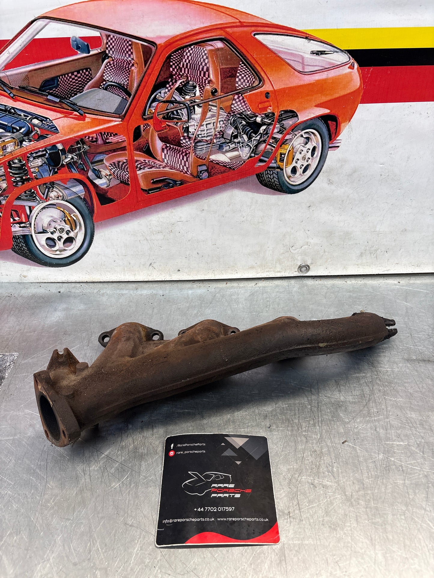 Porsche 928S right side exhaust manifold, used 9281111381RX