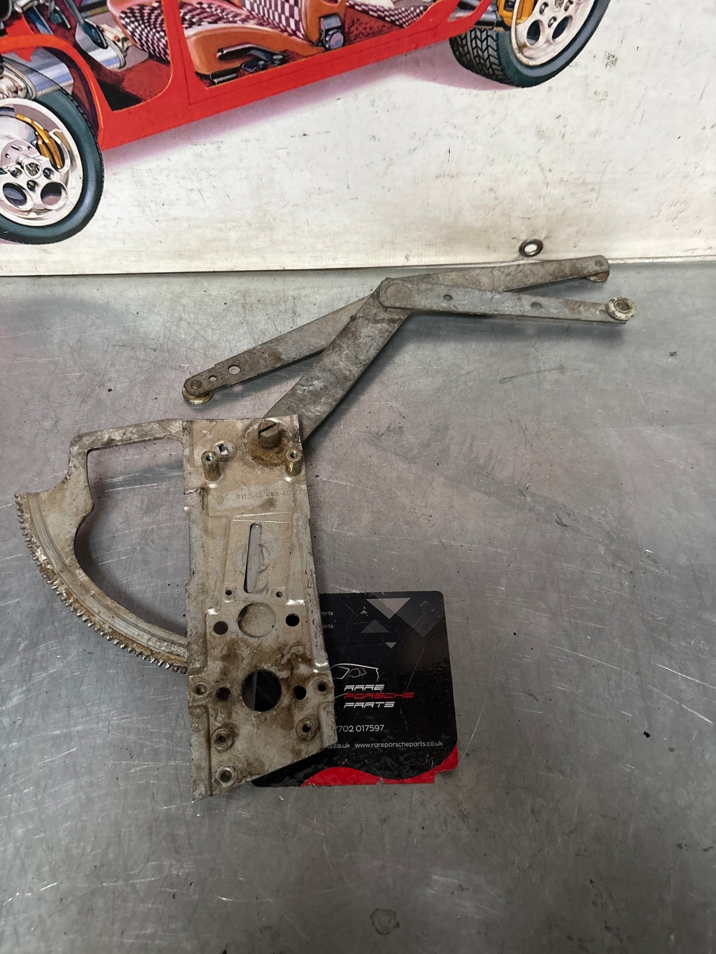 Porsche 911 left window regulator, used 91154200345