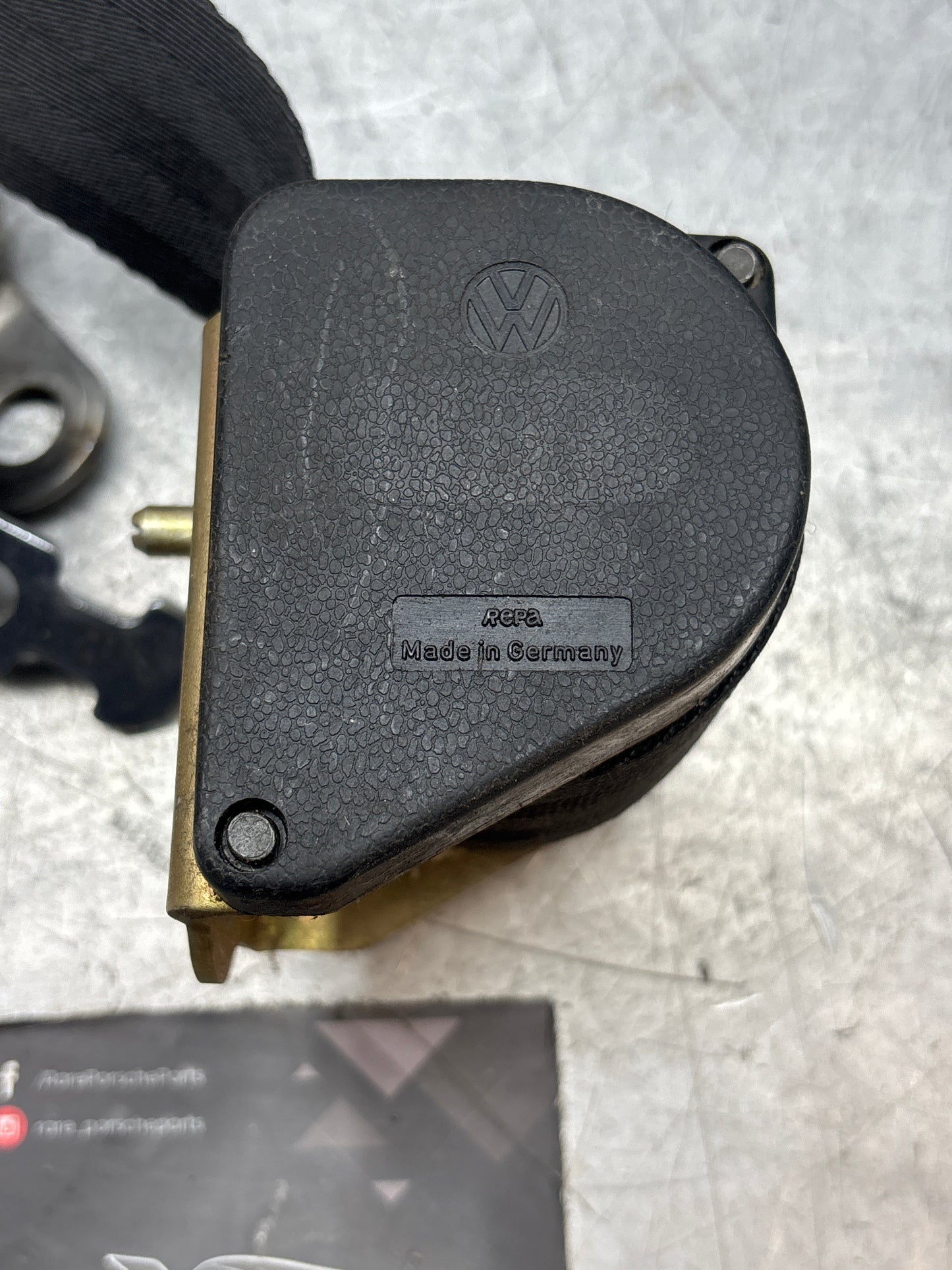 Porsche 924 early right O/S front seat belt, used 477857706