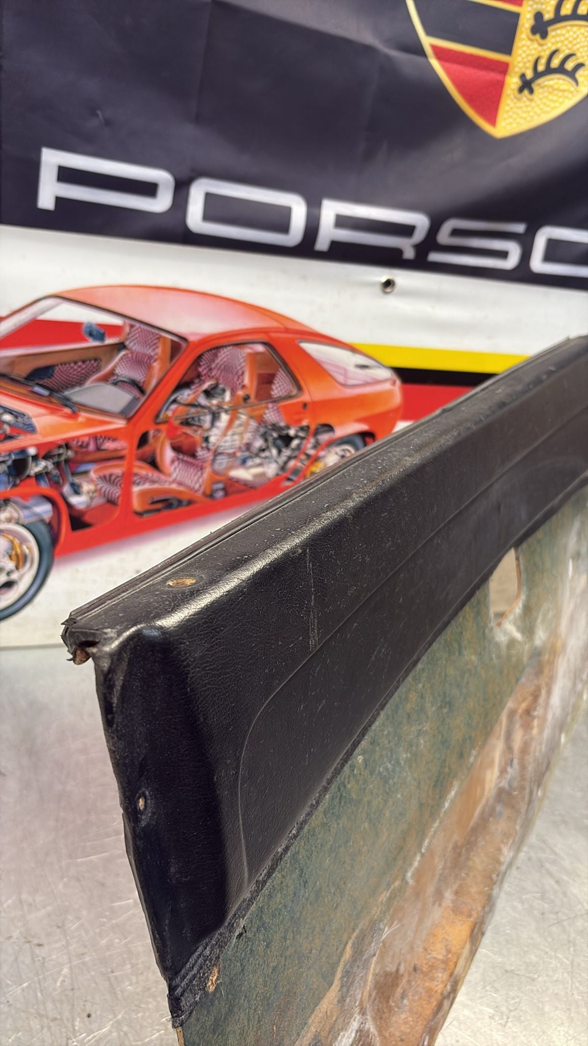 Porsche 924 / 944 early left manual Used door card, black, 477867011 no fabric!