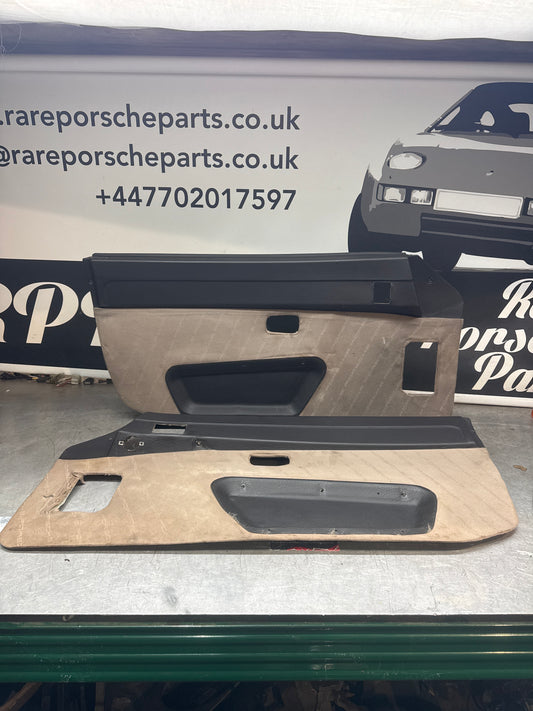 Porsche 924 / Early 944 Black Porsche script door cards. Right Hand Drive, Used. 478867011. Fibreglass repaired