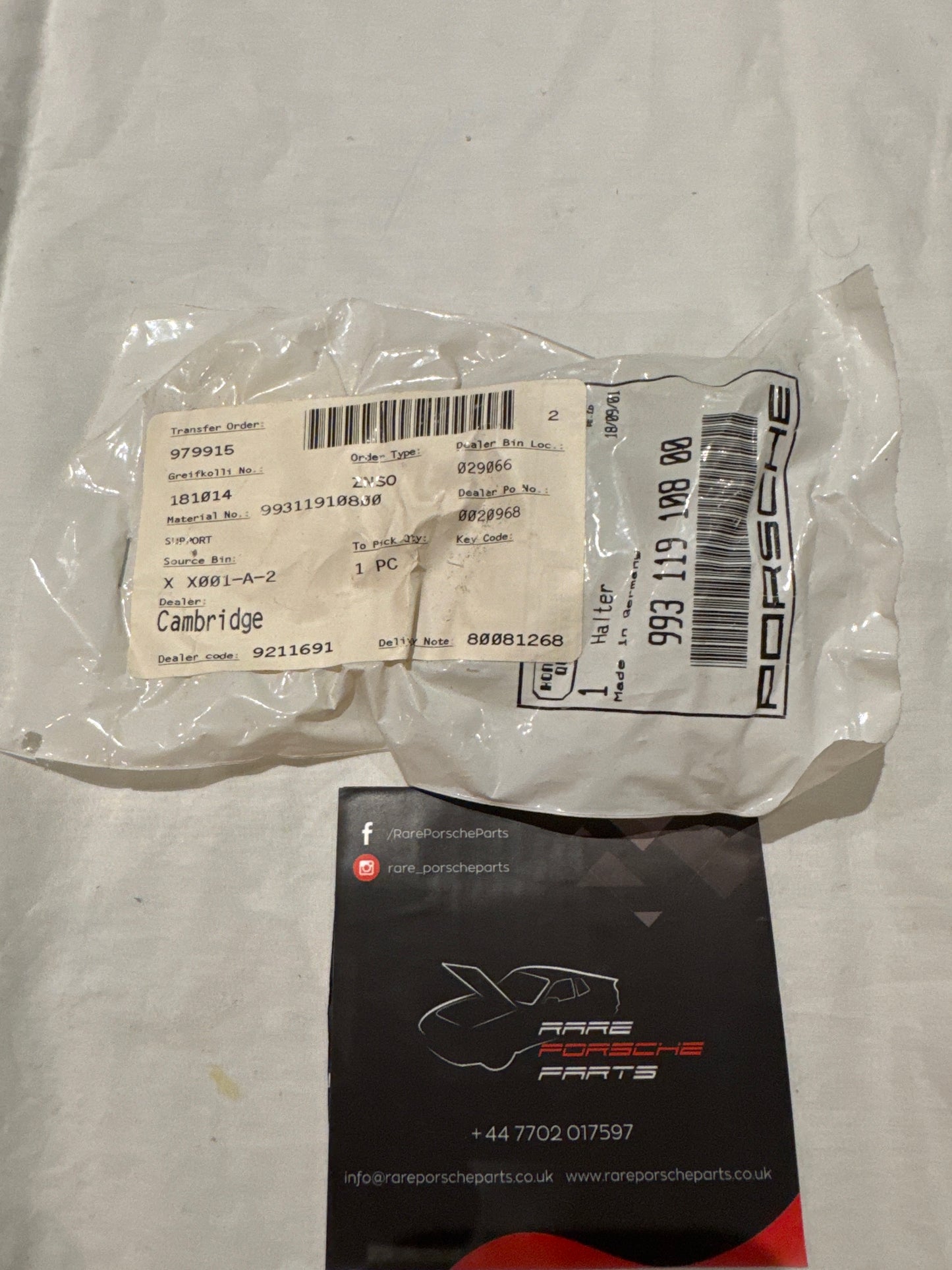 Porsche 993 support 99311910800 NOS