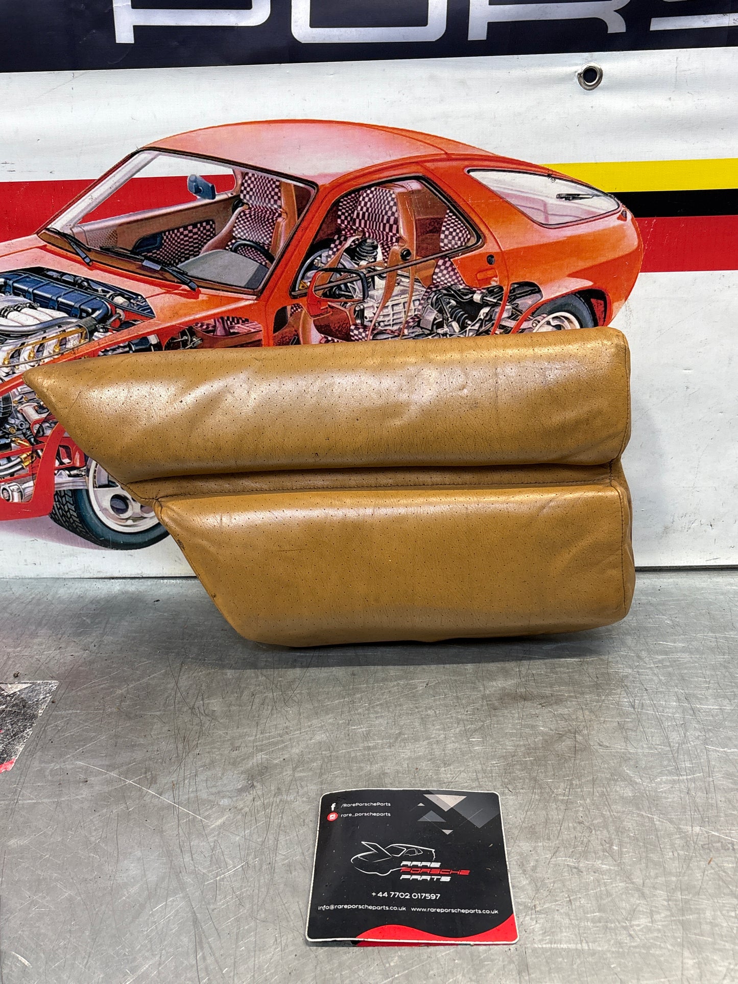 Porsche 928 rear left seat cushion, beige, leather, used 92852205951