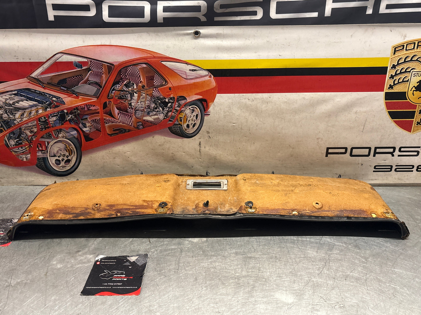 Porsche 928 sunroof mechanism cover trim, used, black 92855552702