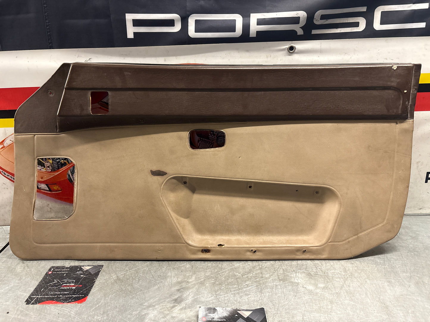 Porsche 924 brown/beige electric window door card, right, off side 477867012 used
