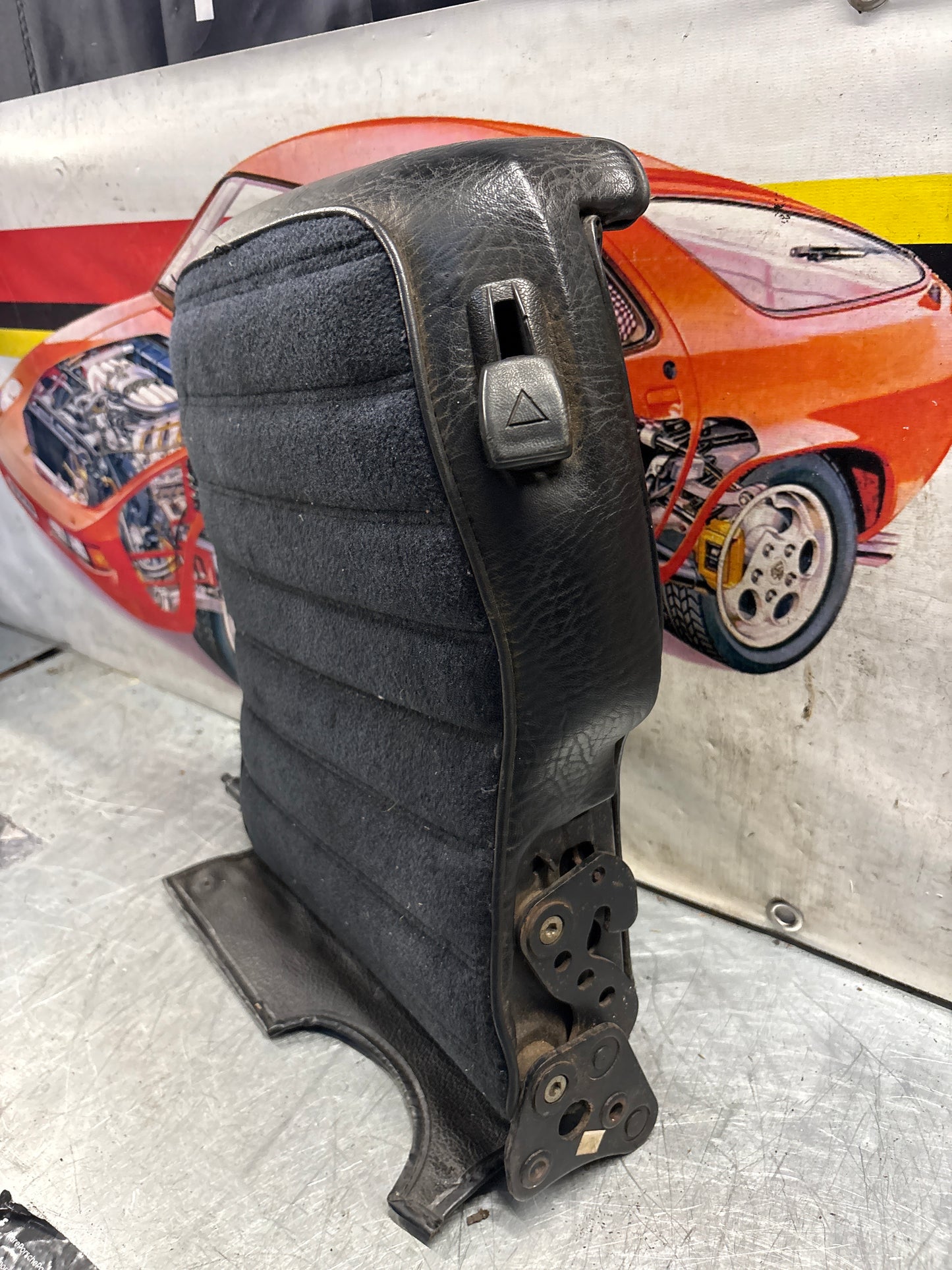 Porsche 928 rear left seat backrest, black, leather-velour used 92852203752