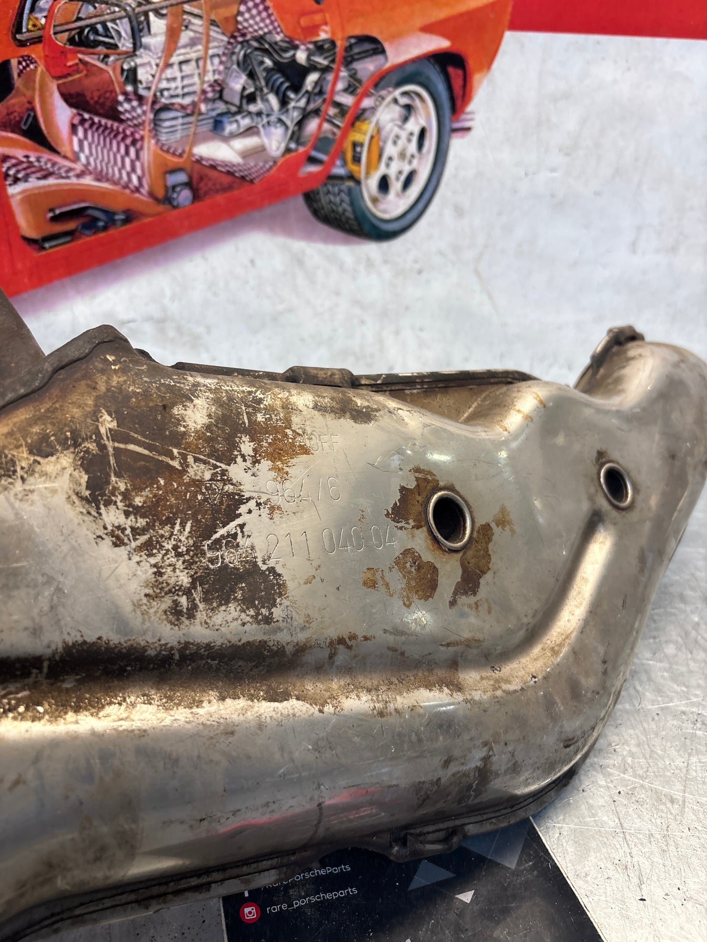 Porsche 911 964 right heat exchanger, used 96421104004