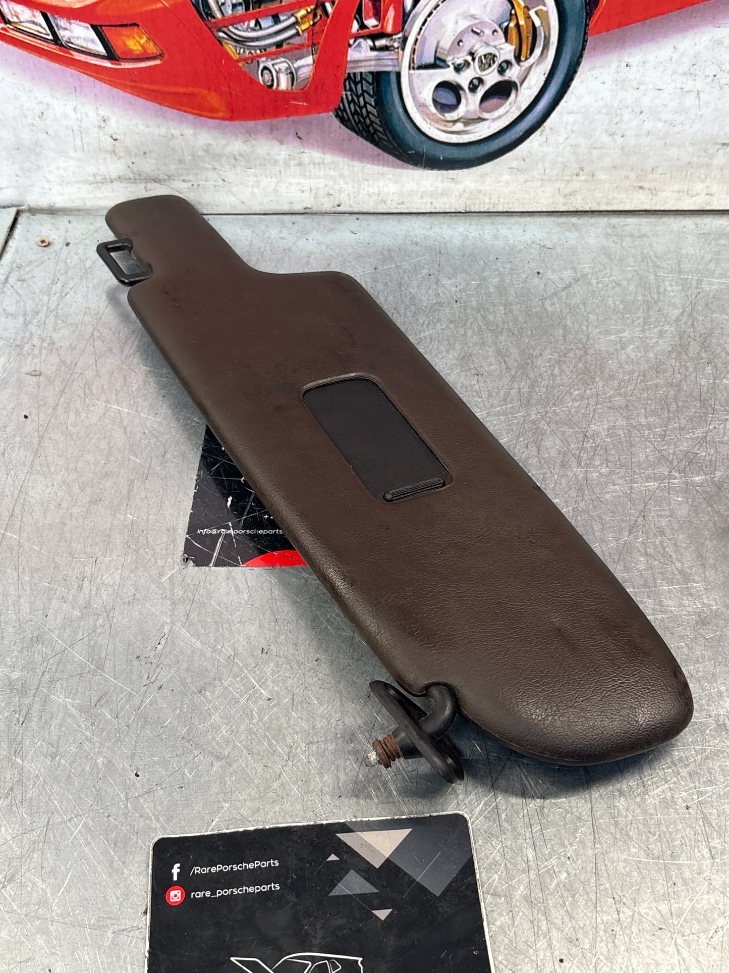 Porsche 928 burgundy sun visor, used left 92873123702