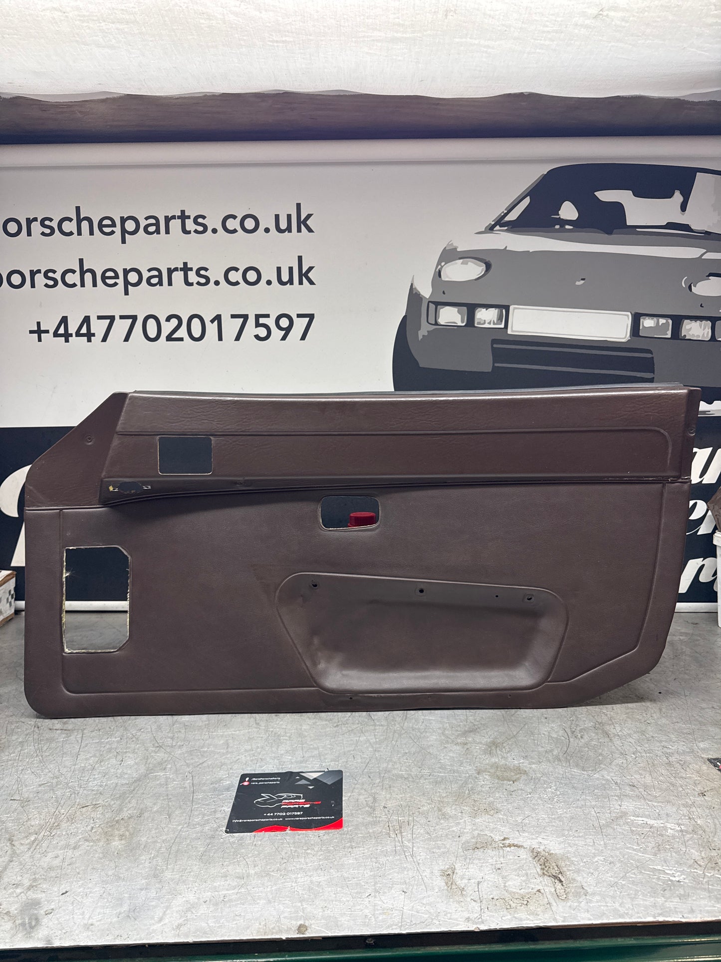 Porsche 924 / Early 944 brown RHD Drivers door card. Fibreglass repaired. 478867011