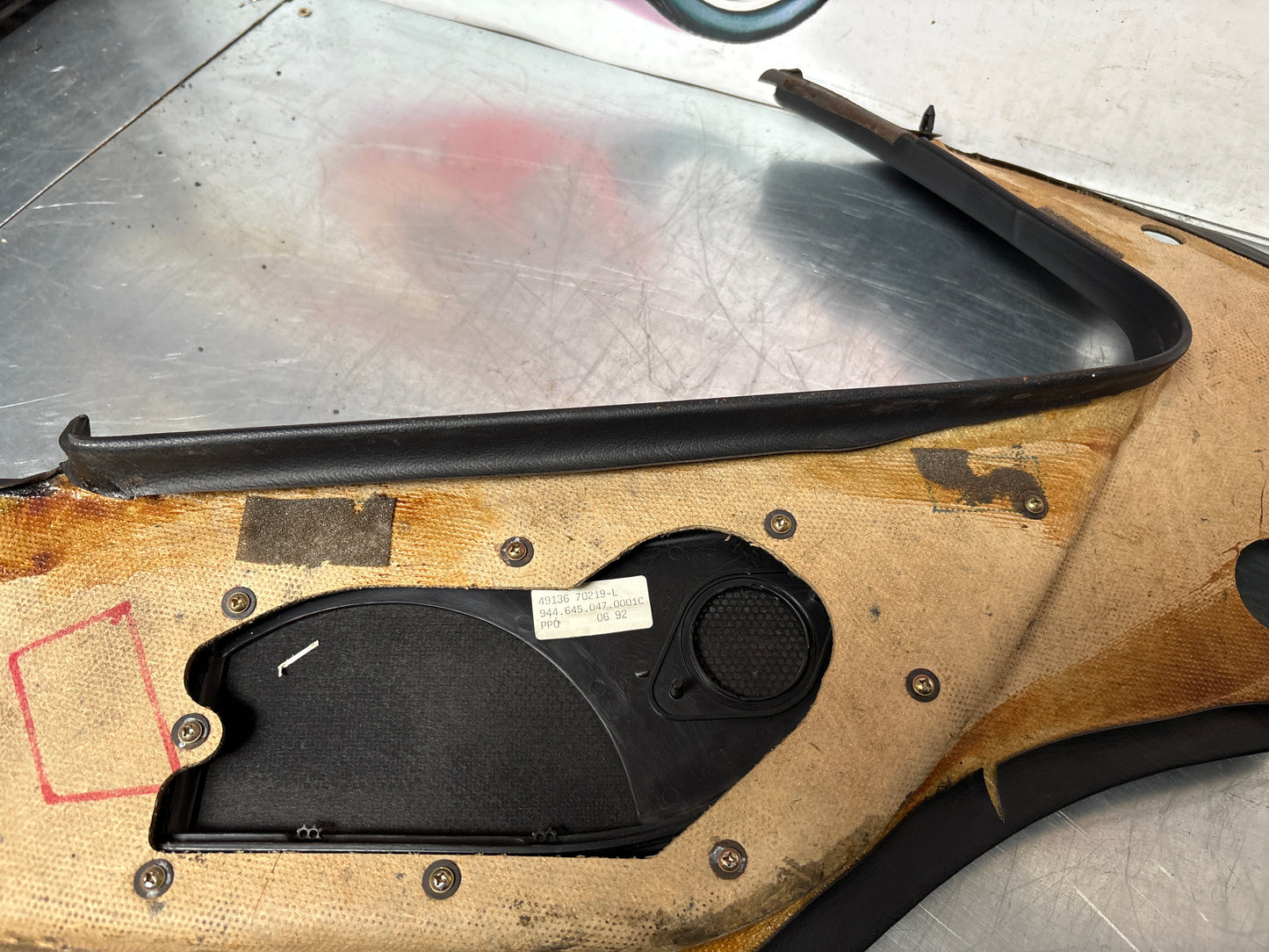 Porsche 944 Turbo S2 Black rear interior C Post trims/cards with M490 sound package, used 94455502113 / 94455502213