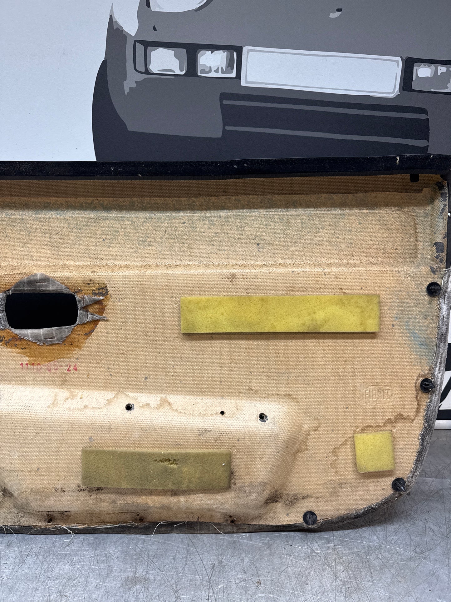 Porsche 924/ Early 944 Pair of Champaign Pinstripe door cards. RHD.