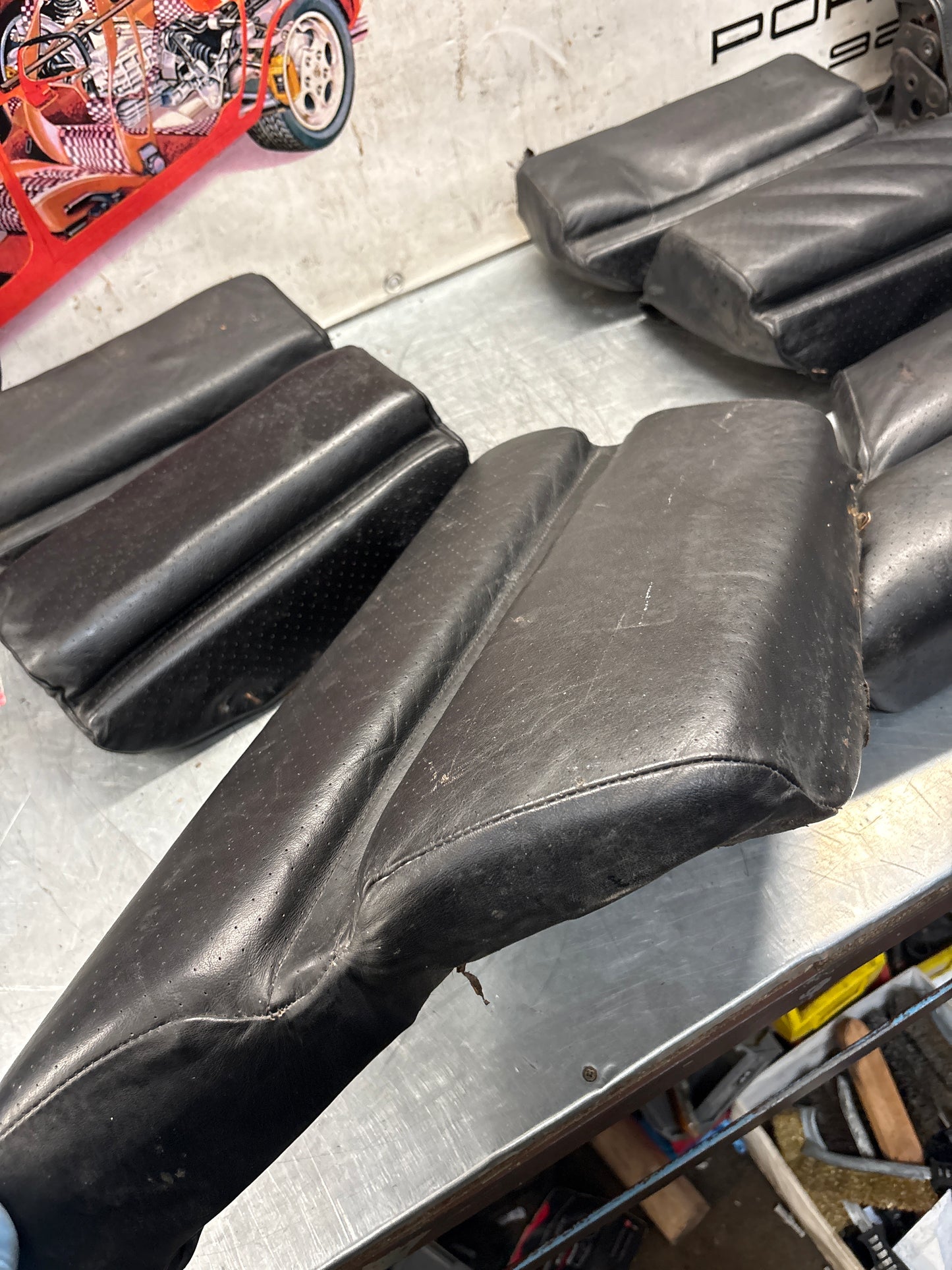 Porsche 928 black leather rear seat set, used