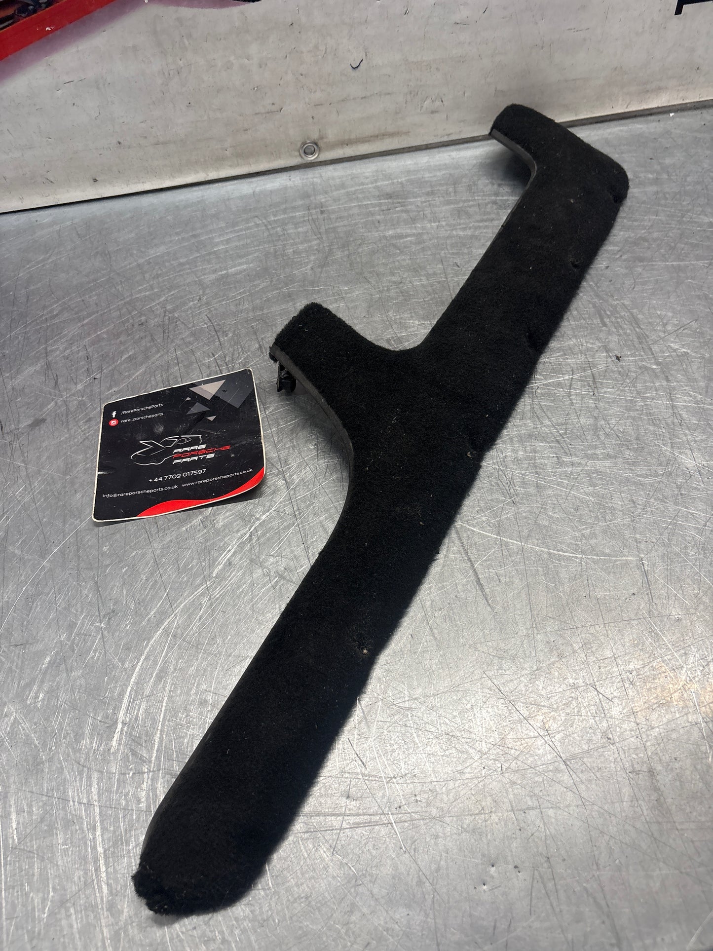 Porsche 944 right front door carpeted lower pocket, black, used 94455527400