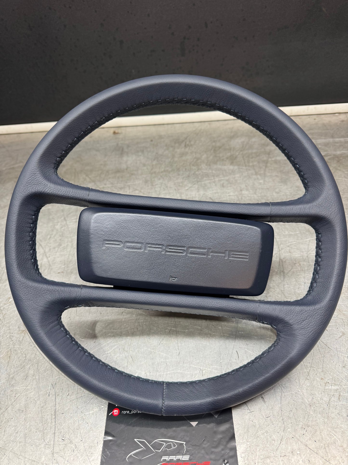Porsche 944 blue leather steering wheel, refurbished. 94434708402