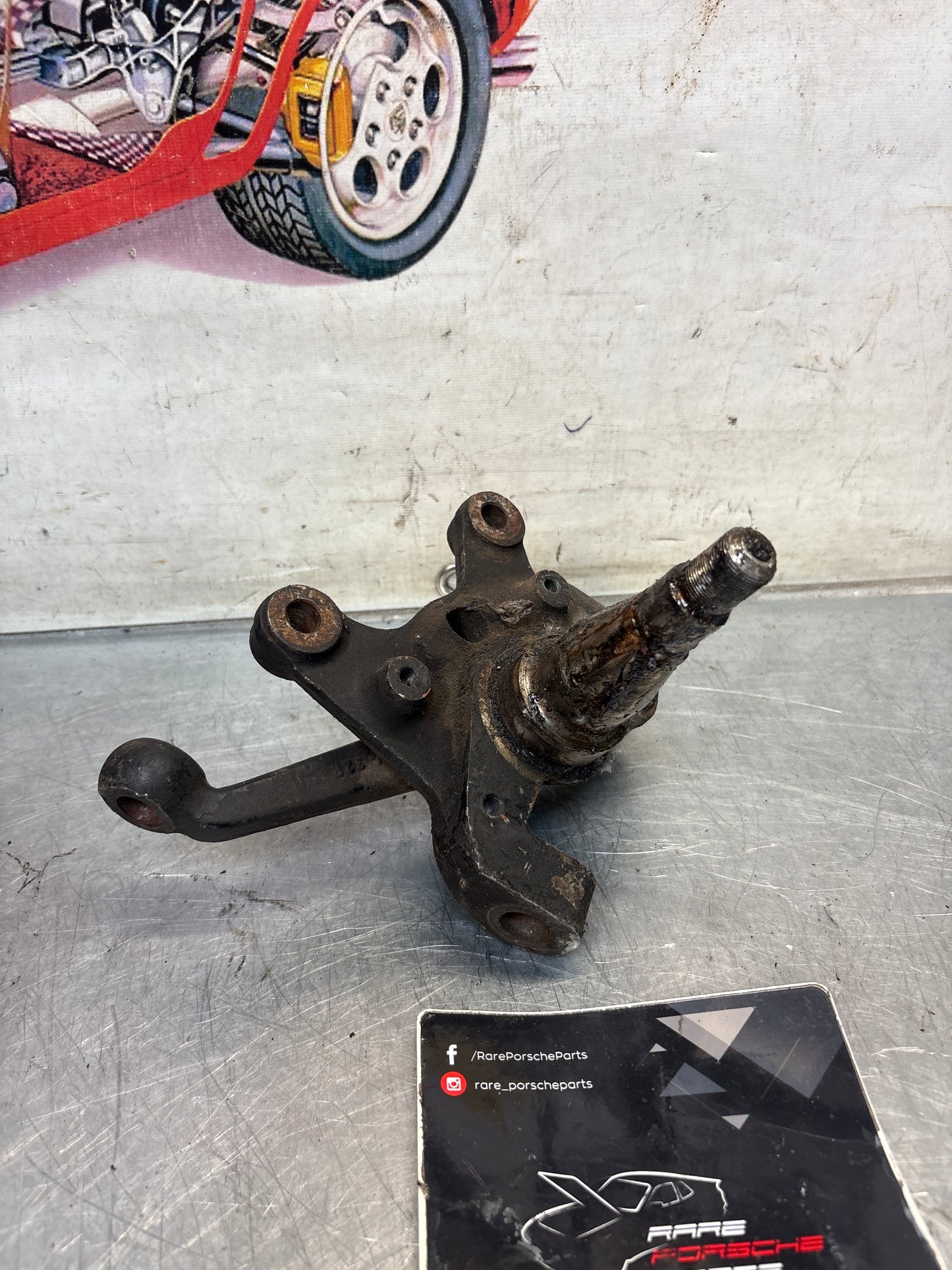Porsche 928 right steering spindle knuckle, used 92834105813