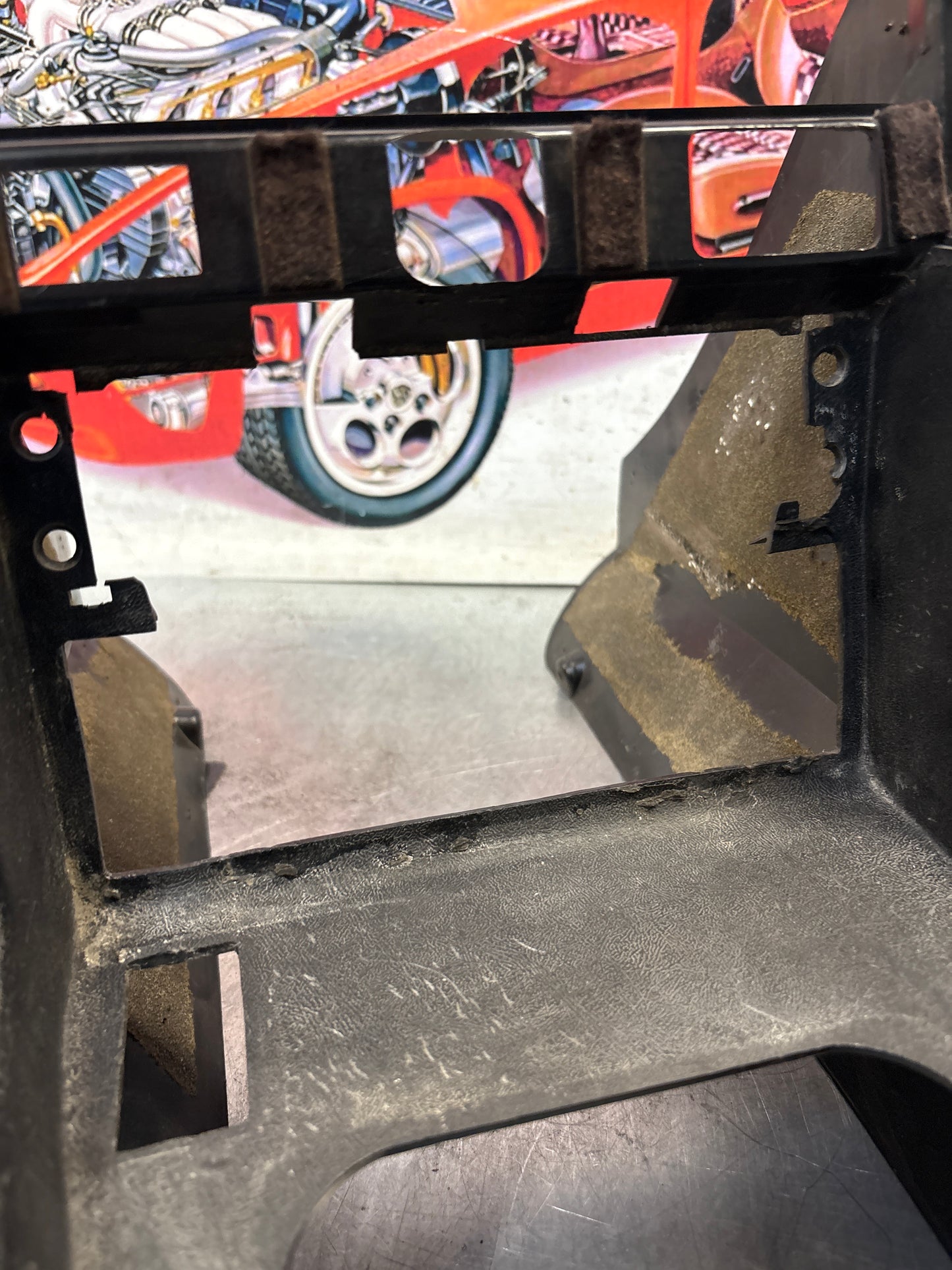 Porsche 924 centre console black, with one switch hole 477857951 used, without carpet