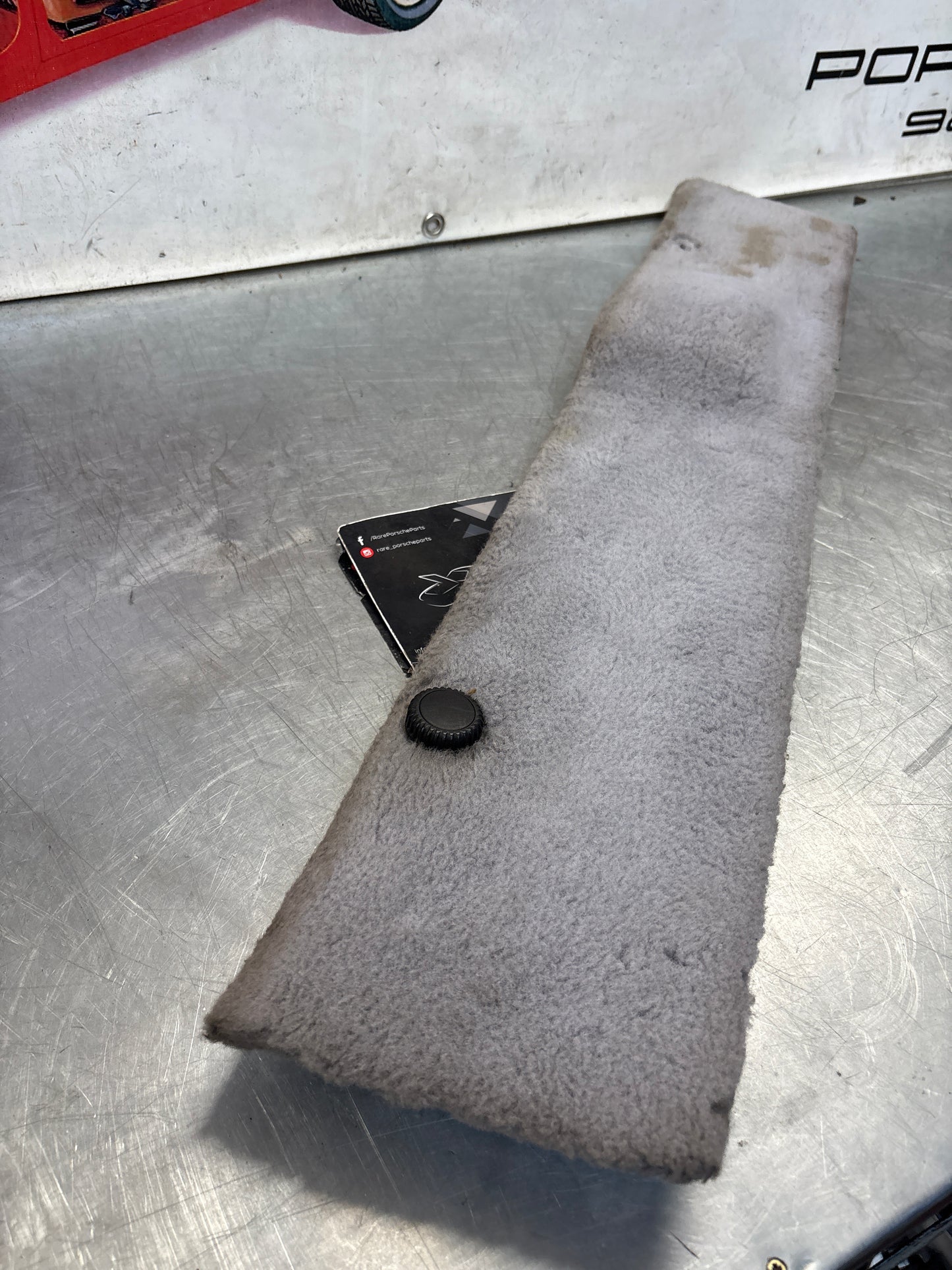 Porsche 928 grey carpeted Tool kit panel cover, used 92855118106