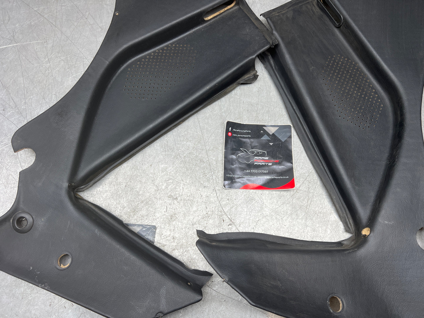 Porsche 944 black rear interior C Post trims/cards. Quarter panel trim used 944555021 944555022
