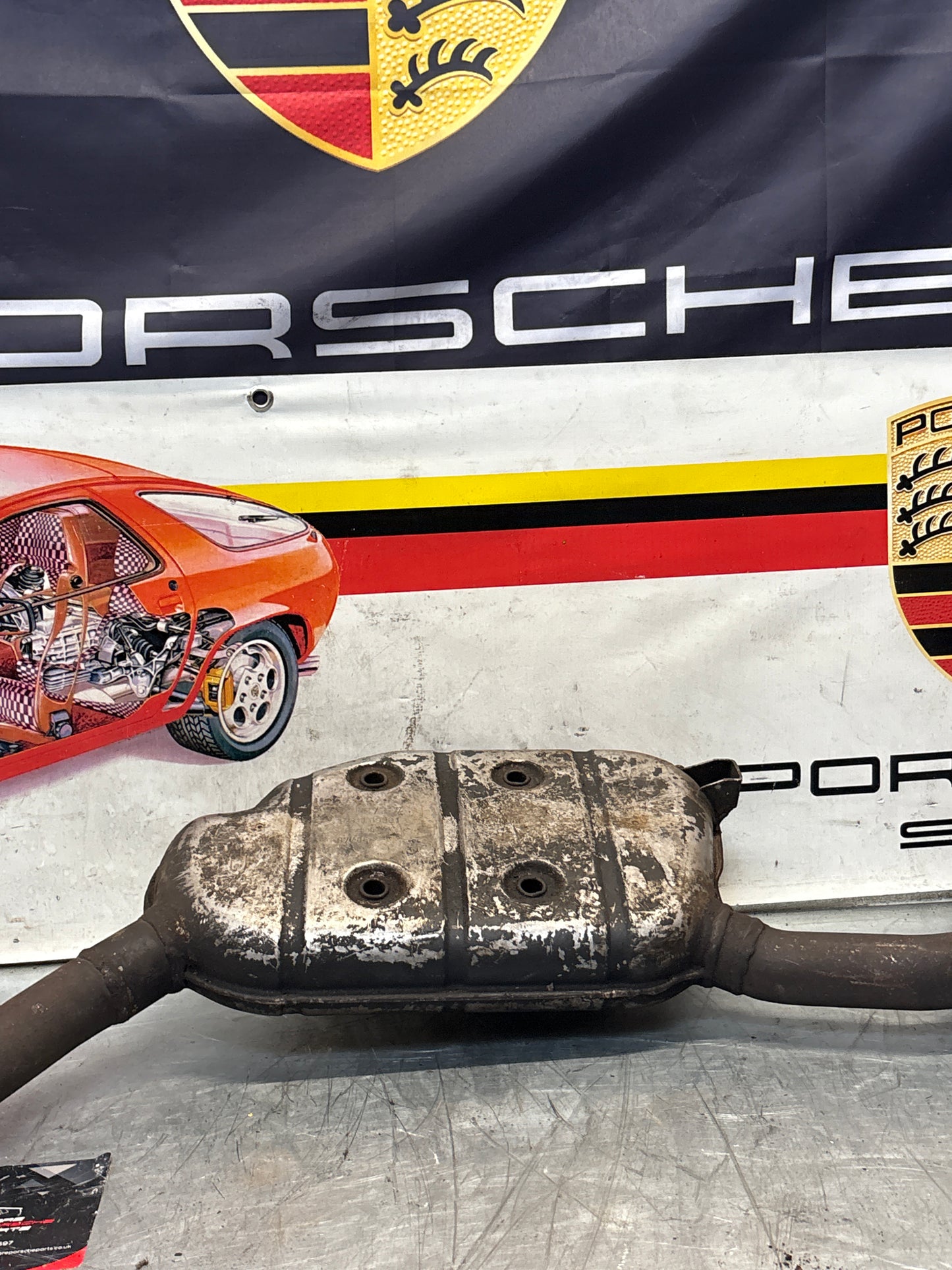 Porsche 928 Left side silencer, used 92811109301