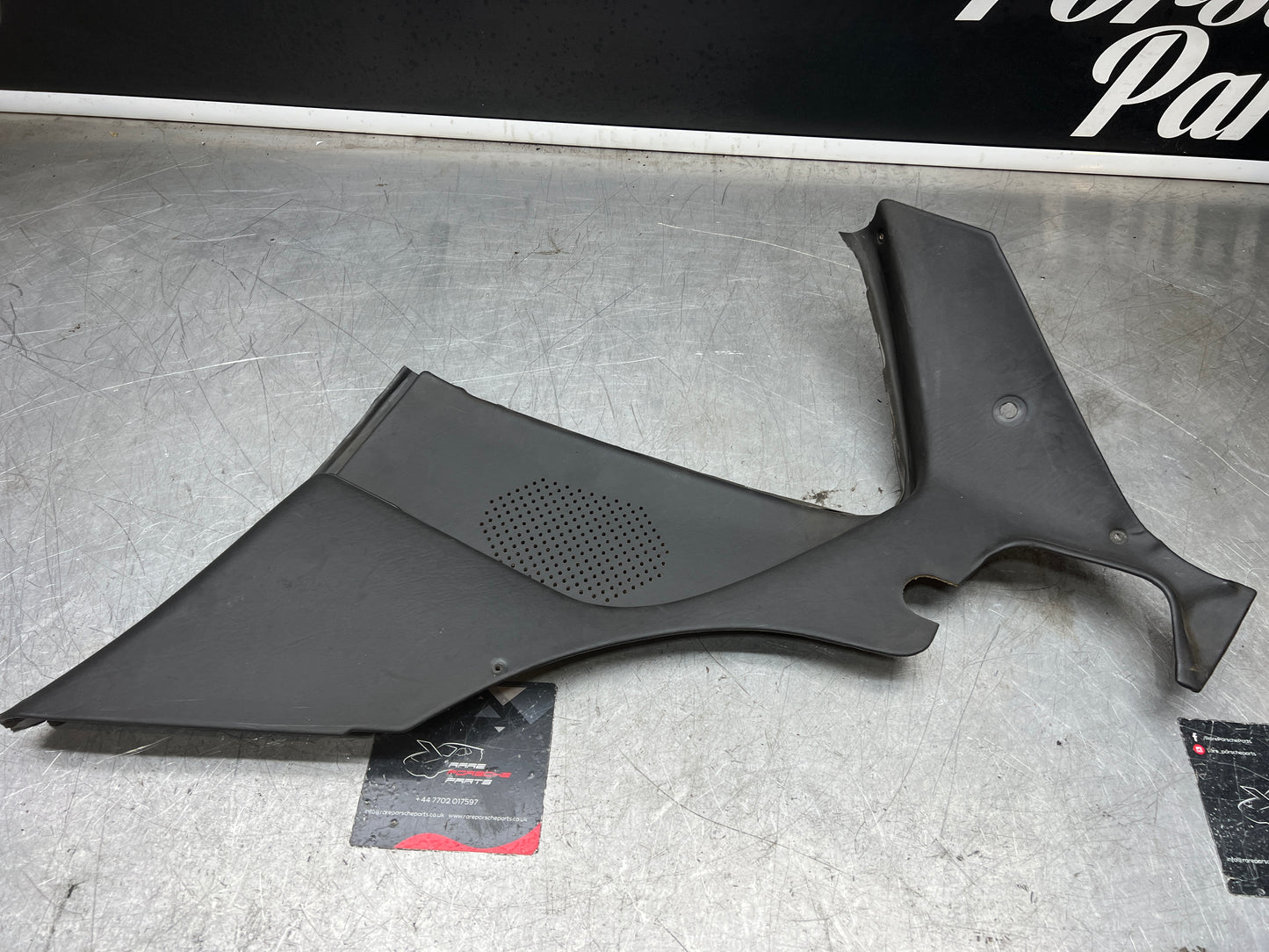 Porsche 944 black rear interior C Post trim card right side. Quarter panel trim used 944555022