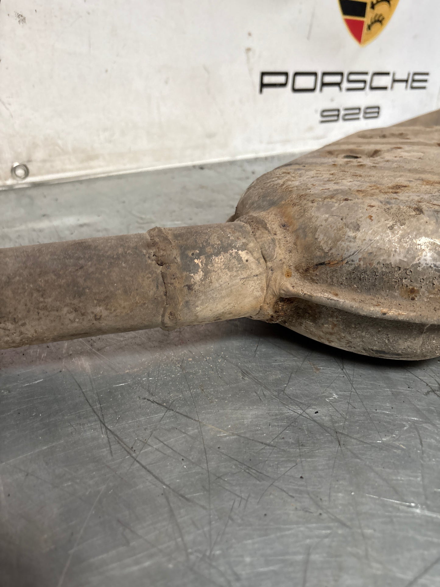 Porsche 928 Left side silencer, used 92811109301