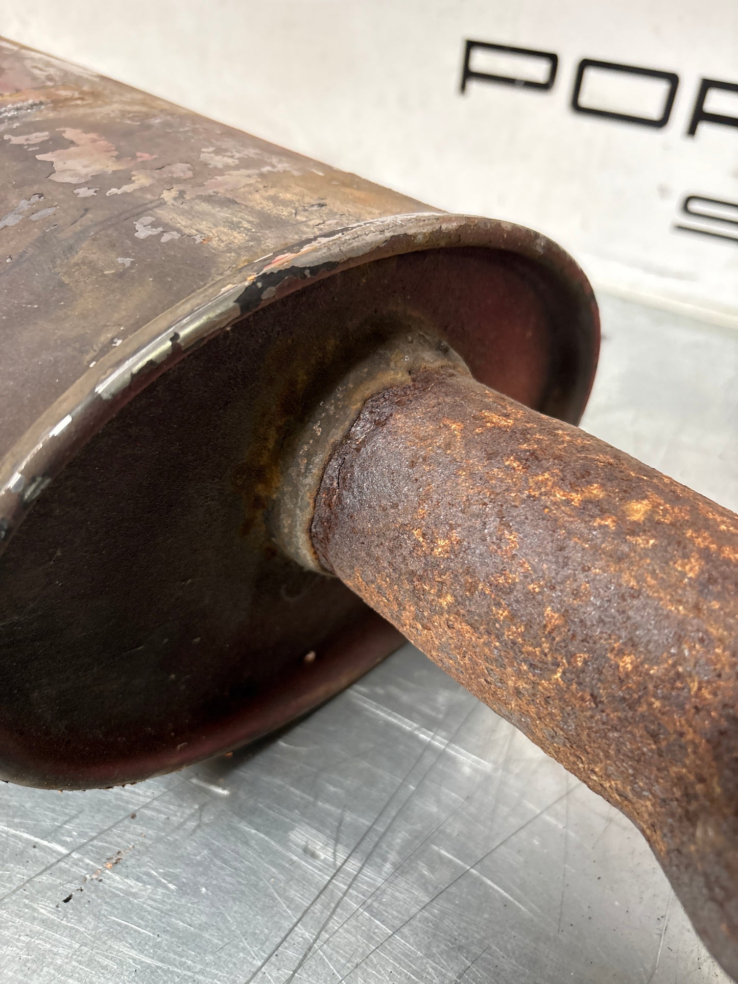 Porsche 924 Turbo Bischoff exhaust system rear muffler, used 93111105006