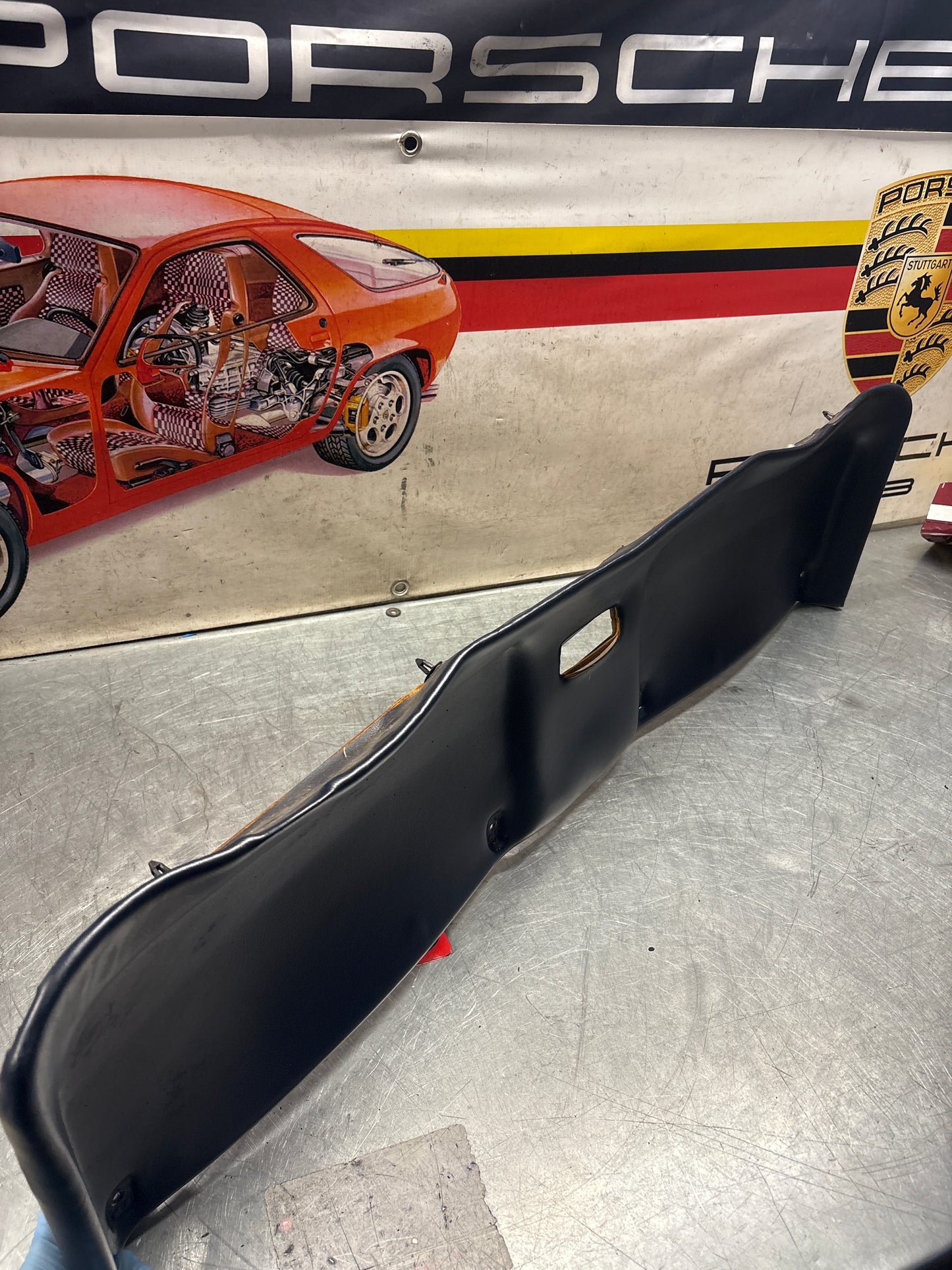 Porsche 928 sunroof mechanism cover trim, used, blue 92855552702