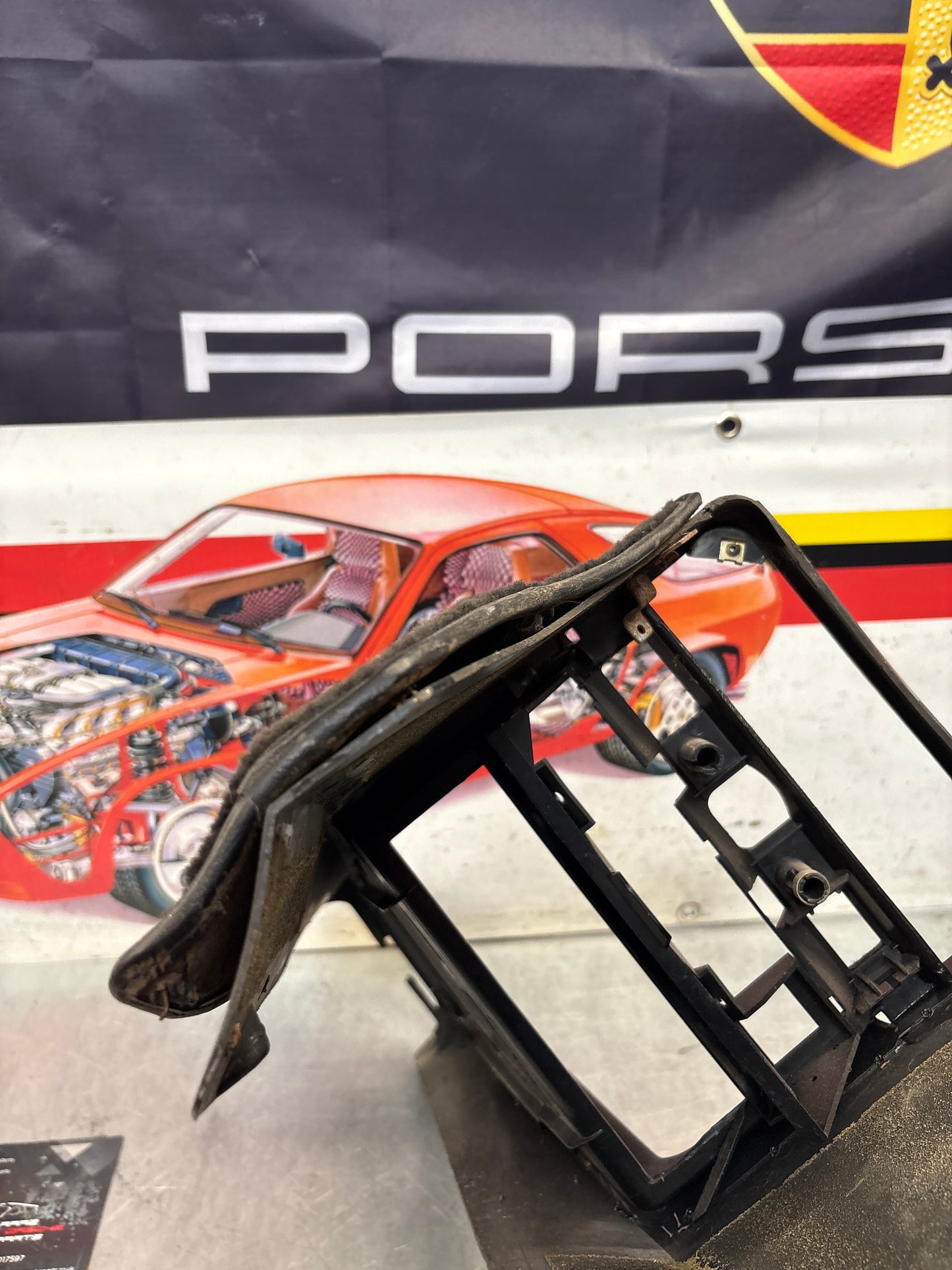 Porsche 924 centre console black, no switch holes 477857951 / 477857969 used