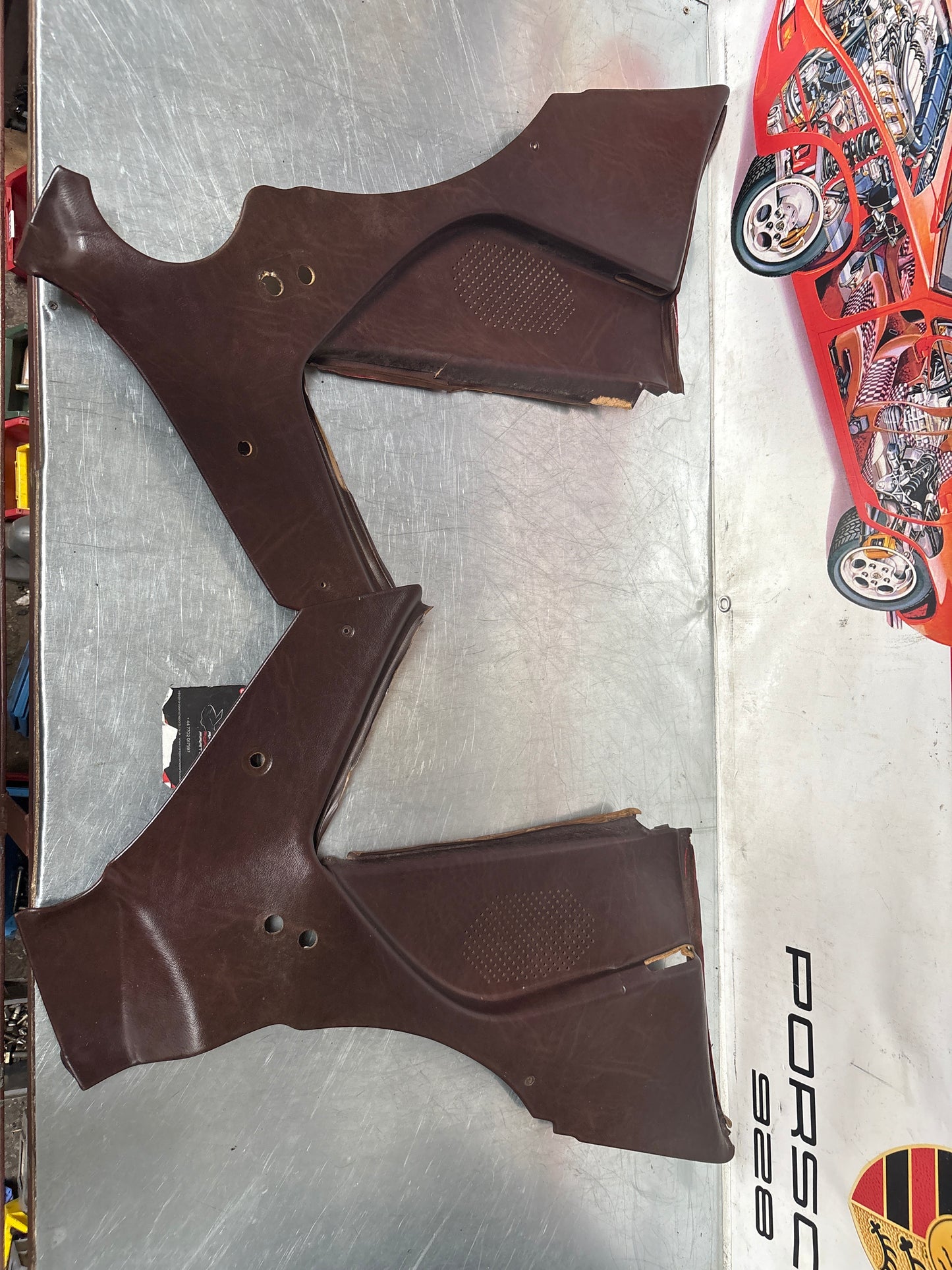 Porsche 944 924 brown rear interior C Post trims/cards. Quarter panel trim used 94455502101 94455502201