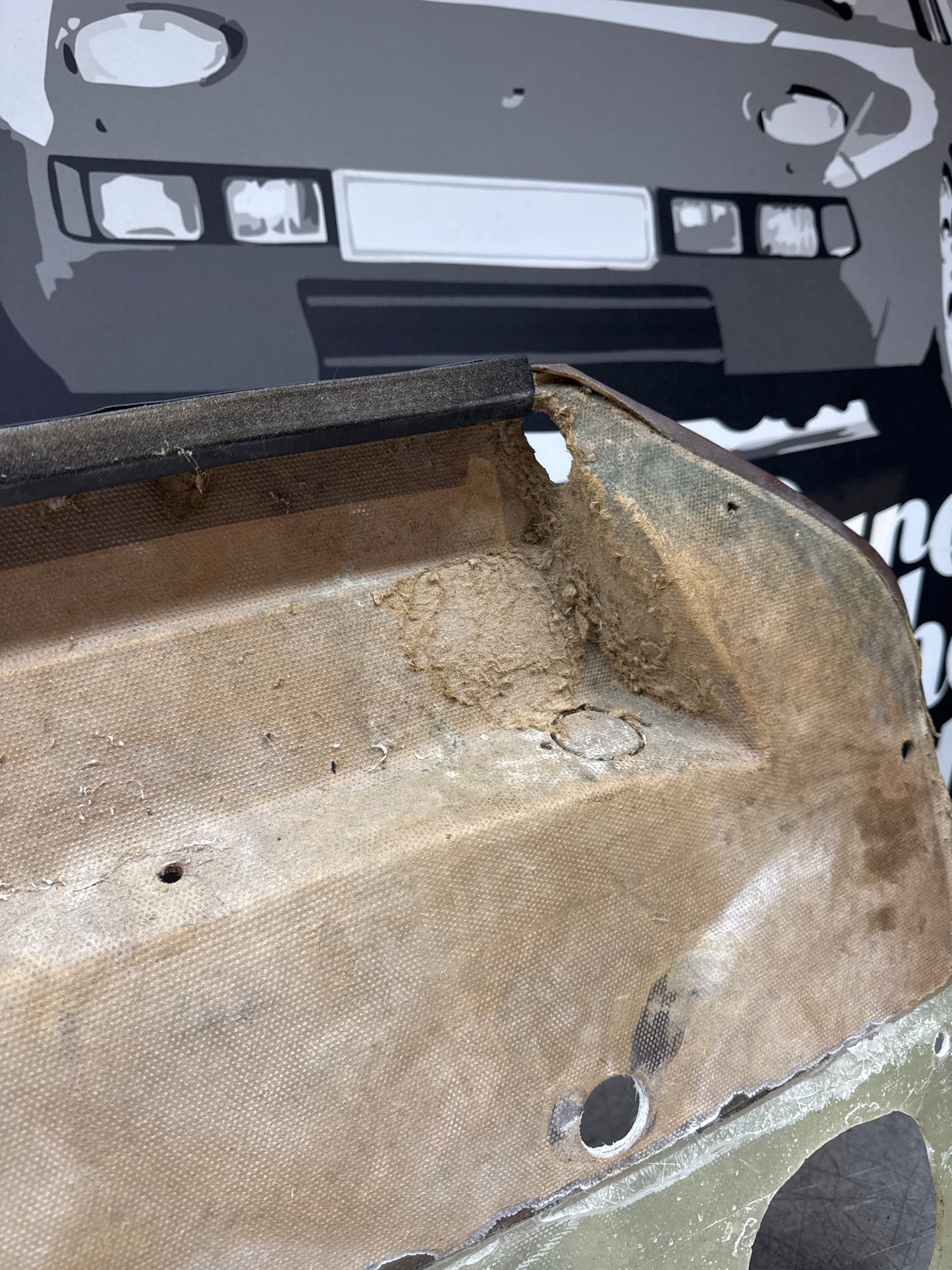 Porsche 924/ Early 944 Brown Script Bare door card. Fibreglass repaired. 477867012